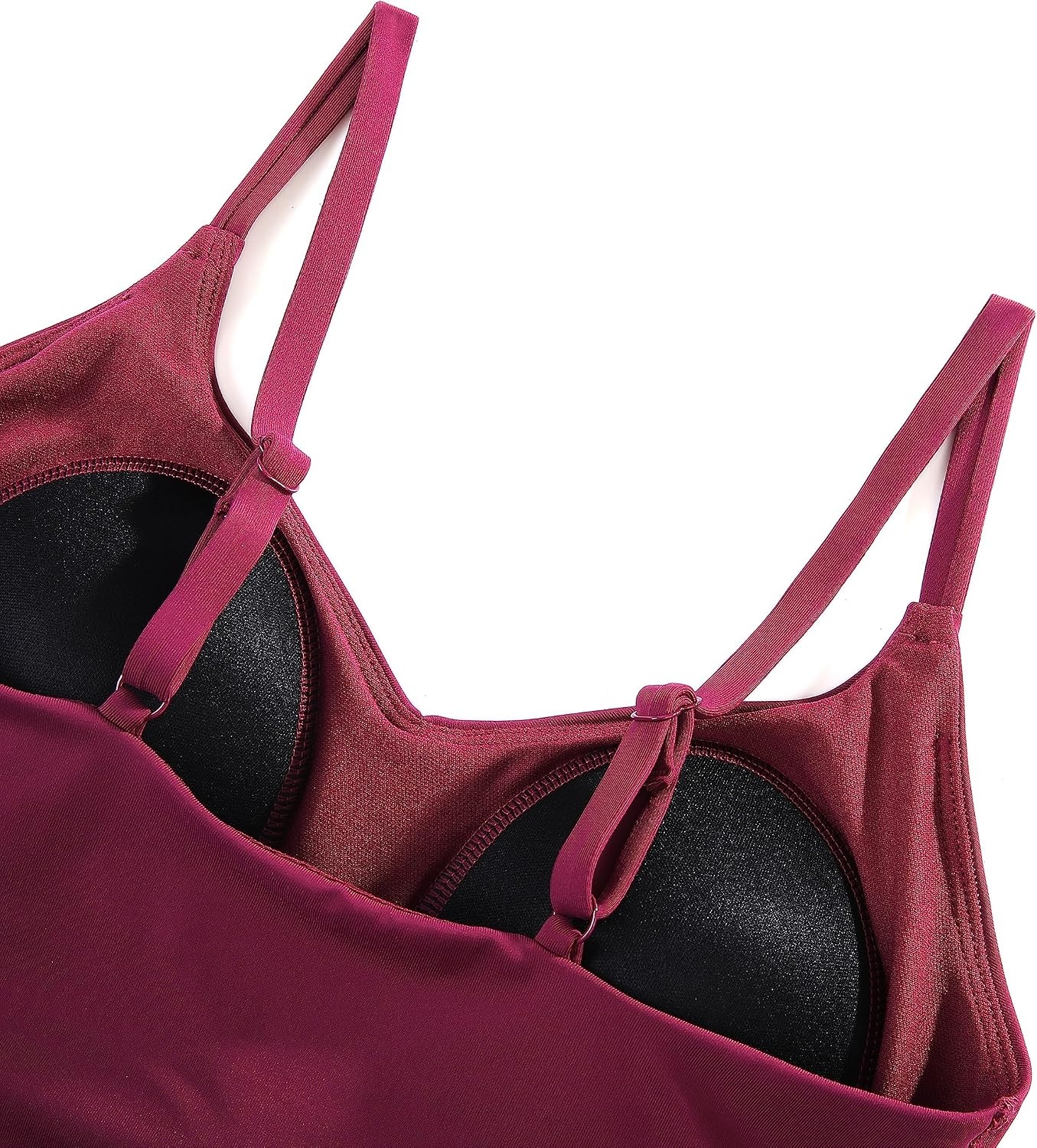 image:imageCRZ YOGA V Shaped Longline Bikini Tops for Women Padded Cropped Adjustable Spaghetti Straps Swimsuit Athletic Bathing SuitFuchsia