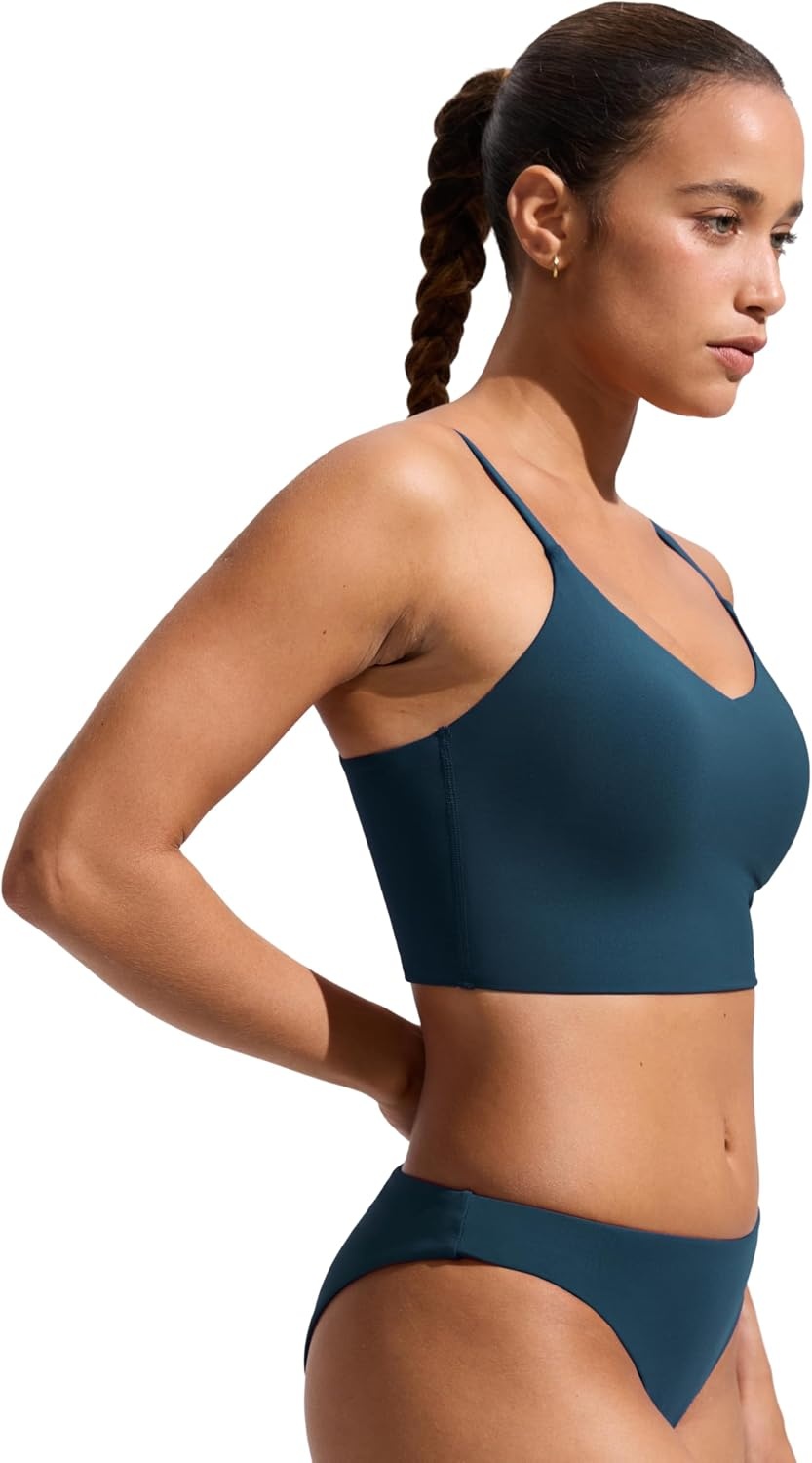 image:imageCRZ YOGA V Shaped Longline Bikini Tops for Women Padded Cropped Adjustable Spaghetti Straps Swimsuit Athletic Bathing SuitInsignia Blue