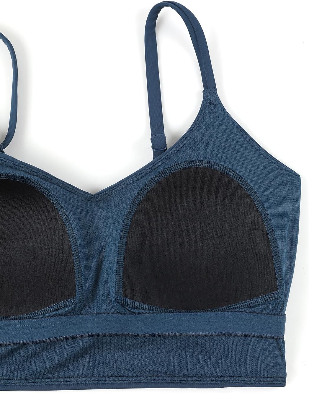 image:imageCRZ YOGA V Shaped Longline Bikini Tops for Women Padded Cropped Adjustable Spaghetti Straps Swimsuit Athletic Bathing SuitInsignia Blue