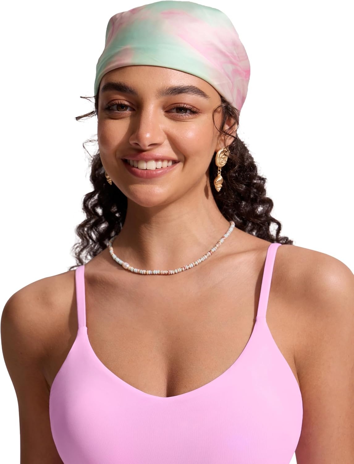image:imageCRZ YOGA V Shaped Longline Bikini Tops for Women Padded Cropped Adjustable Spaghetti Straps Swimsuit Athletic Bathing SuitVita Pink