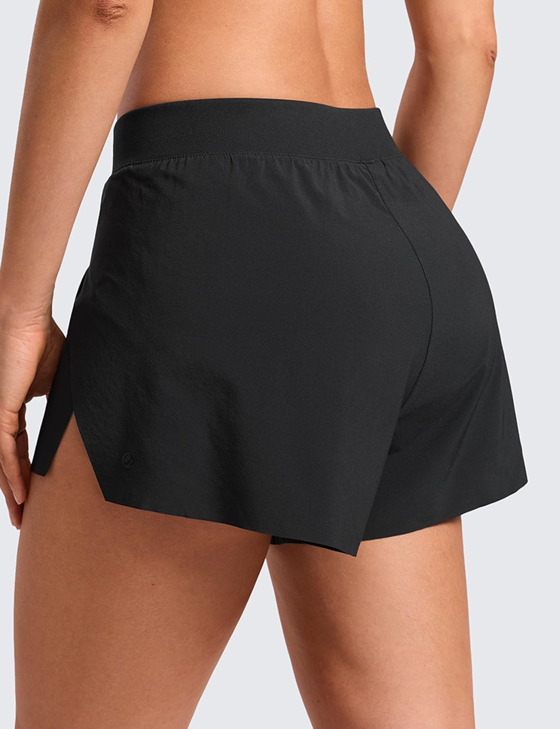 image:imageCRZ YOGA V Split Running Shorts for Women 25 High Waisted Workout Athletic Gym Track with Liner Breathable Quick DryBlack
