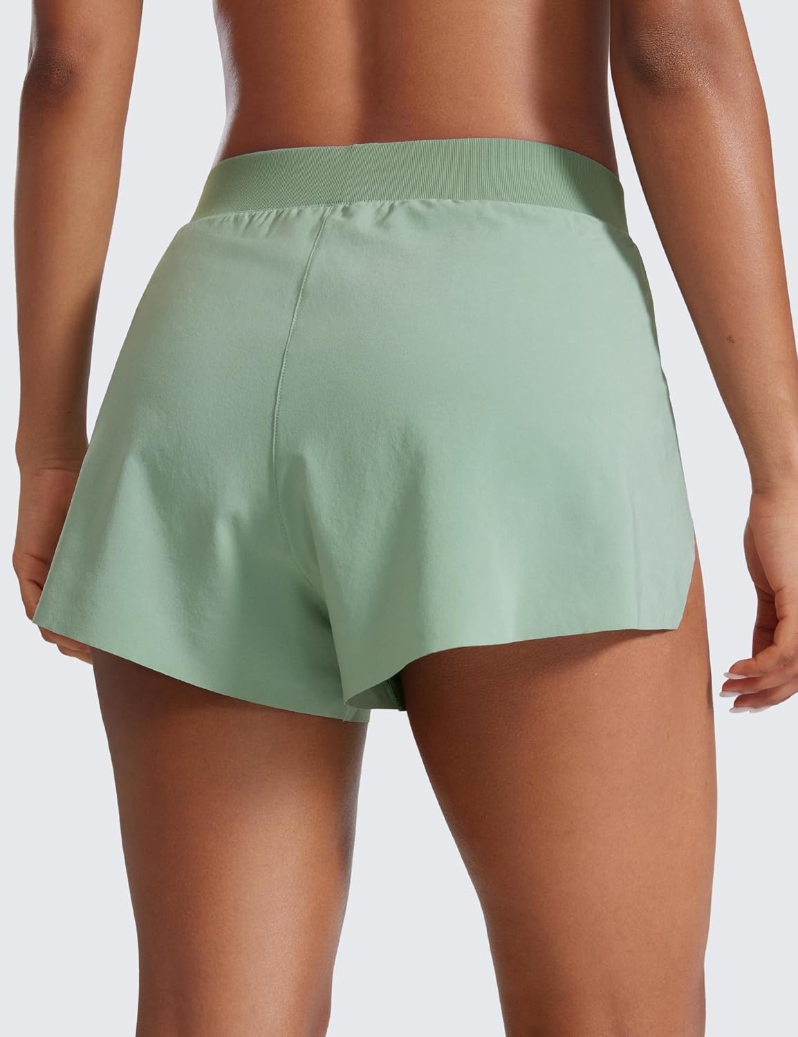 image:imageCRZ YOGA V Split Running Shorts for Women 25 High Waisted Workout Athletic Gym Track with Liner Breathable Quick DryGreen Palm Court