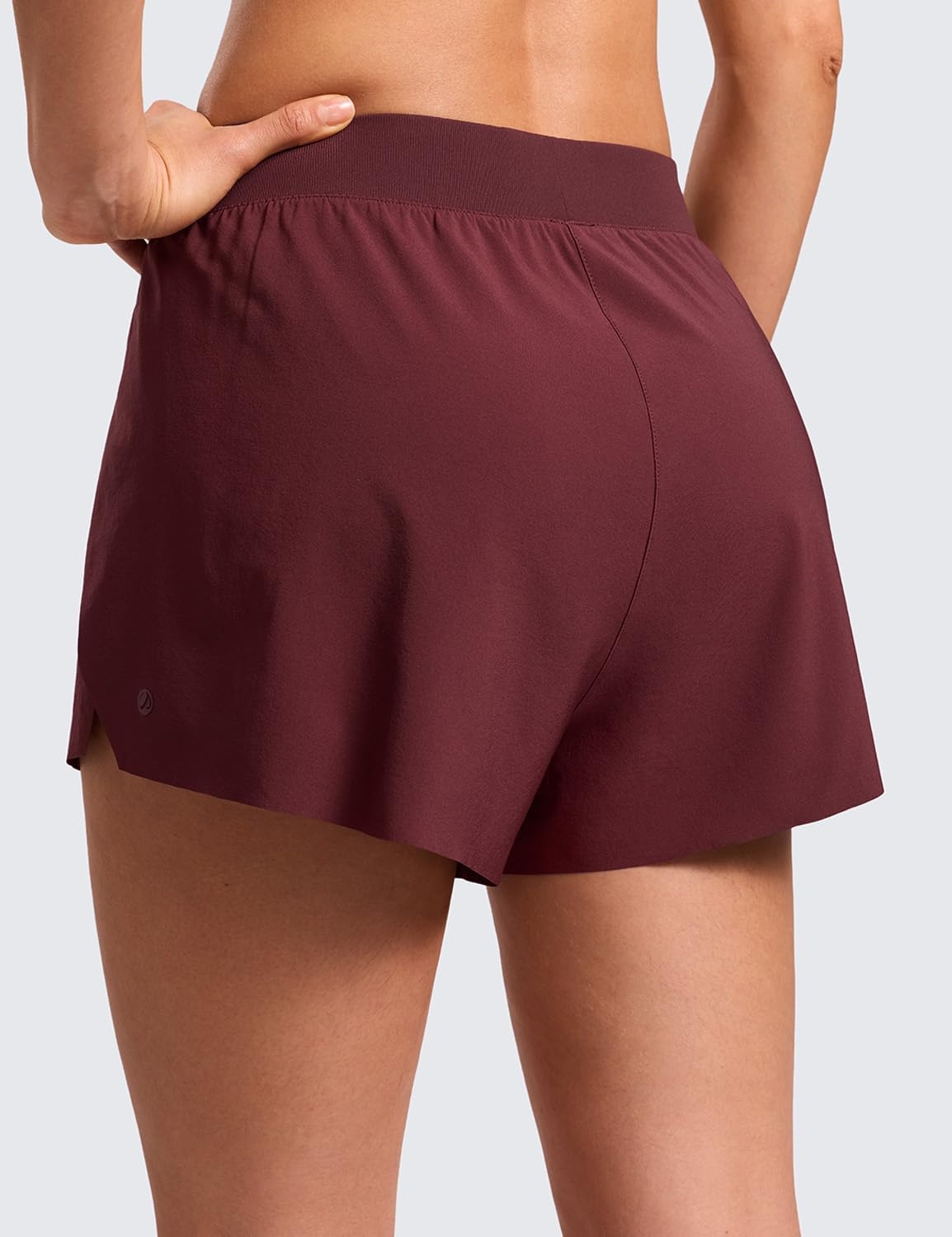 image:imageCRZ YOGA V Split Running Shorts for Women 25 High Waisted Workout Athletic Gym Track with Liner Breathable Quick DryRed Merlot