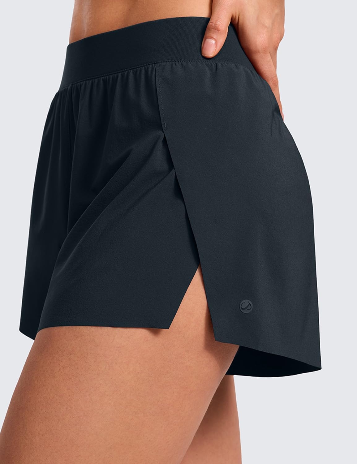 image:imageCRZ YOGA V Split Running Shorts for Women 25 High Waisted Workout Athletic Gym Track with Liner Breathable Quick DryTrue Navy