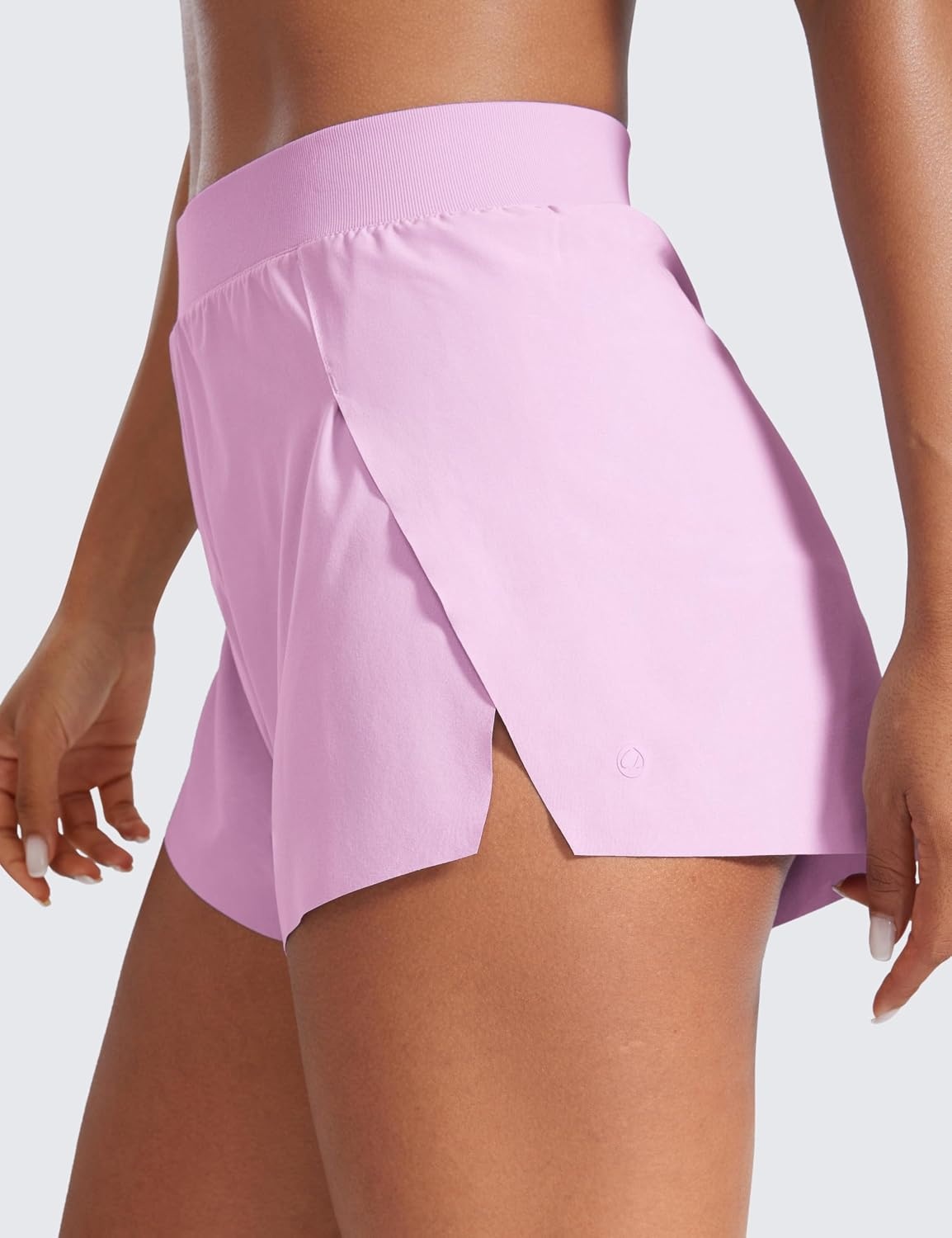 image:imageCRZ YOGA V Split Running Shorts for Women 25 High Waisted Workout Athletic Gym Track with Liner Breathable Quick DryVita Pink