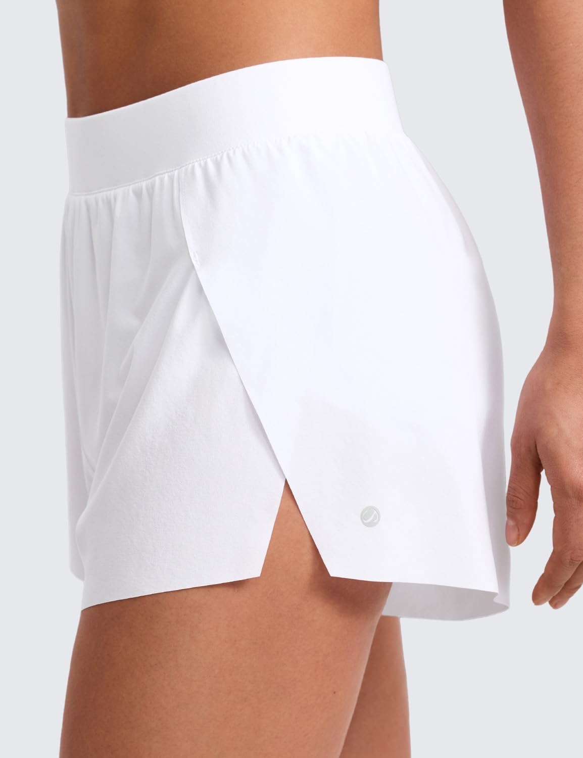 image:imageCRZ YOGA V Split Running Shorts for Women 25 High Waisted Workout Athletic Gym Track with Liner Breathable Quick DryWhite