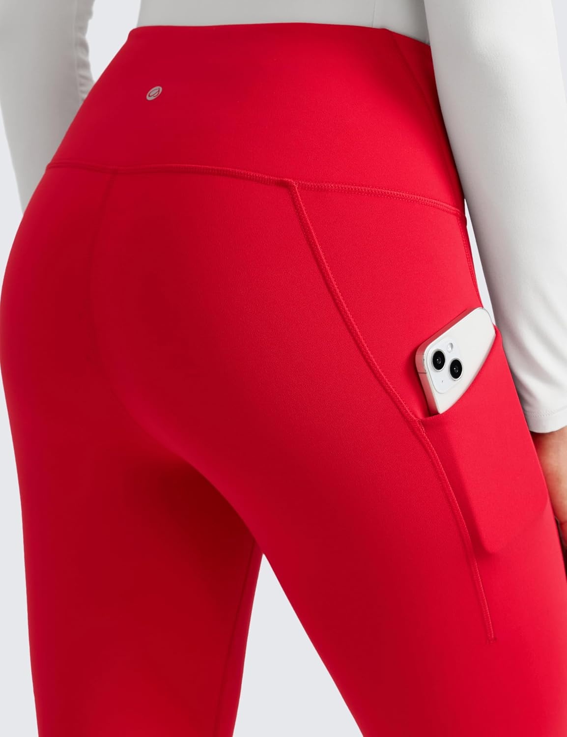 image:imageCRZ YOGA WaterResistant Fleece Athletic Leggings Pockets 28 Matte Thermal Hiking Casual Workout Womens PantsAurora Red
