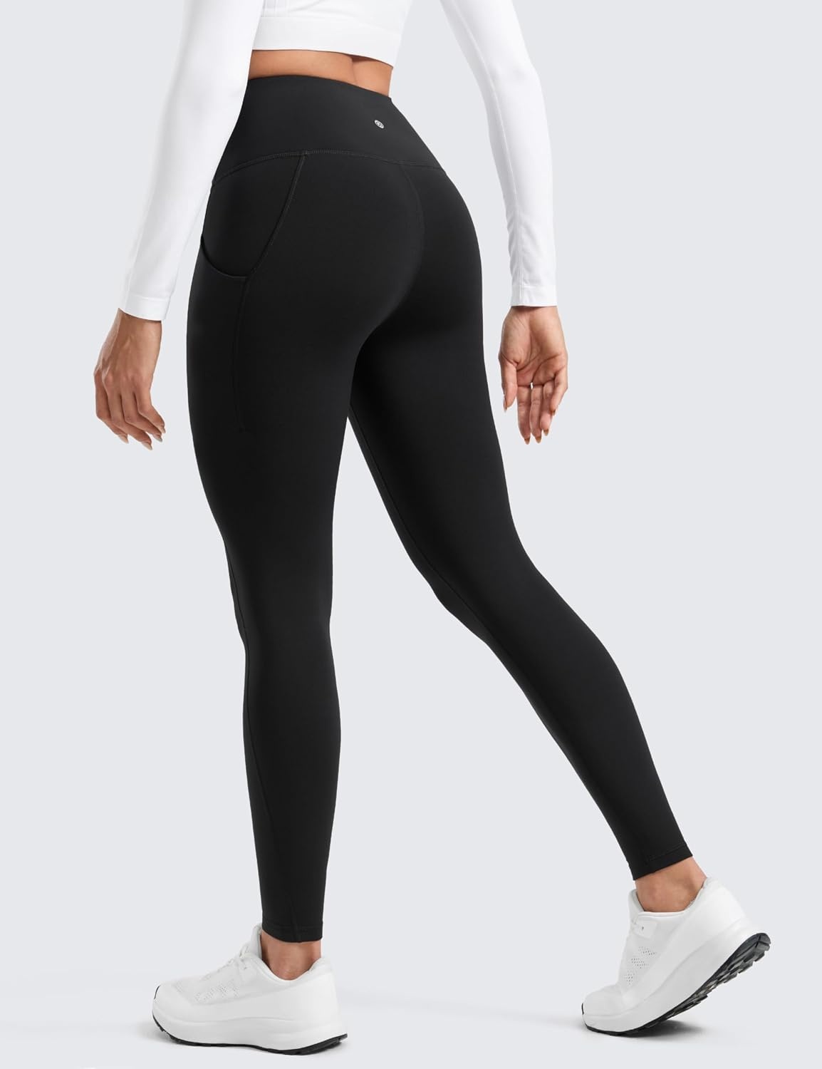 image:imageCRZ YOGA WaterResistant Fleece Athletic Leggings Pockets 28 Matte Thermal Hiking Casual Workout Womens PantsBlack
