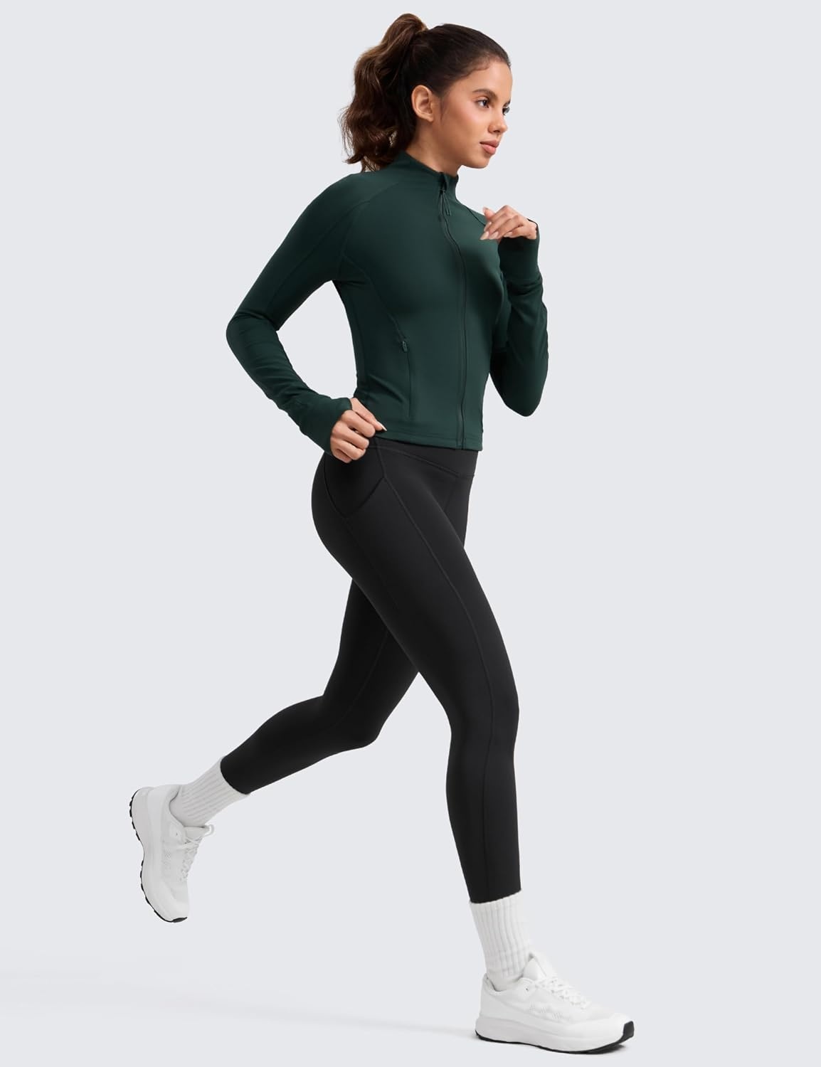 image:imageCRZ YOGA WaterResistant Fleece Athletic Leggings Pockets 28 Matte Thermal Hiking Casual Workout Womens PantsBlack