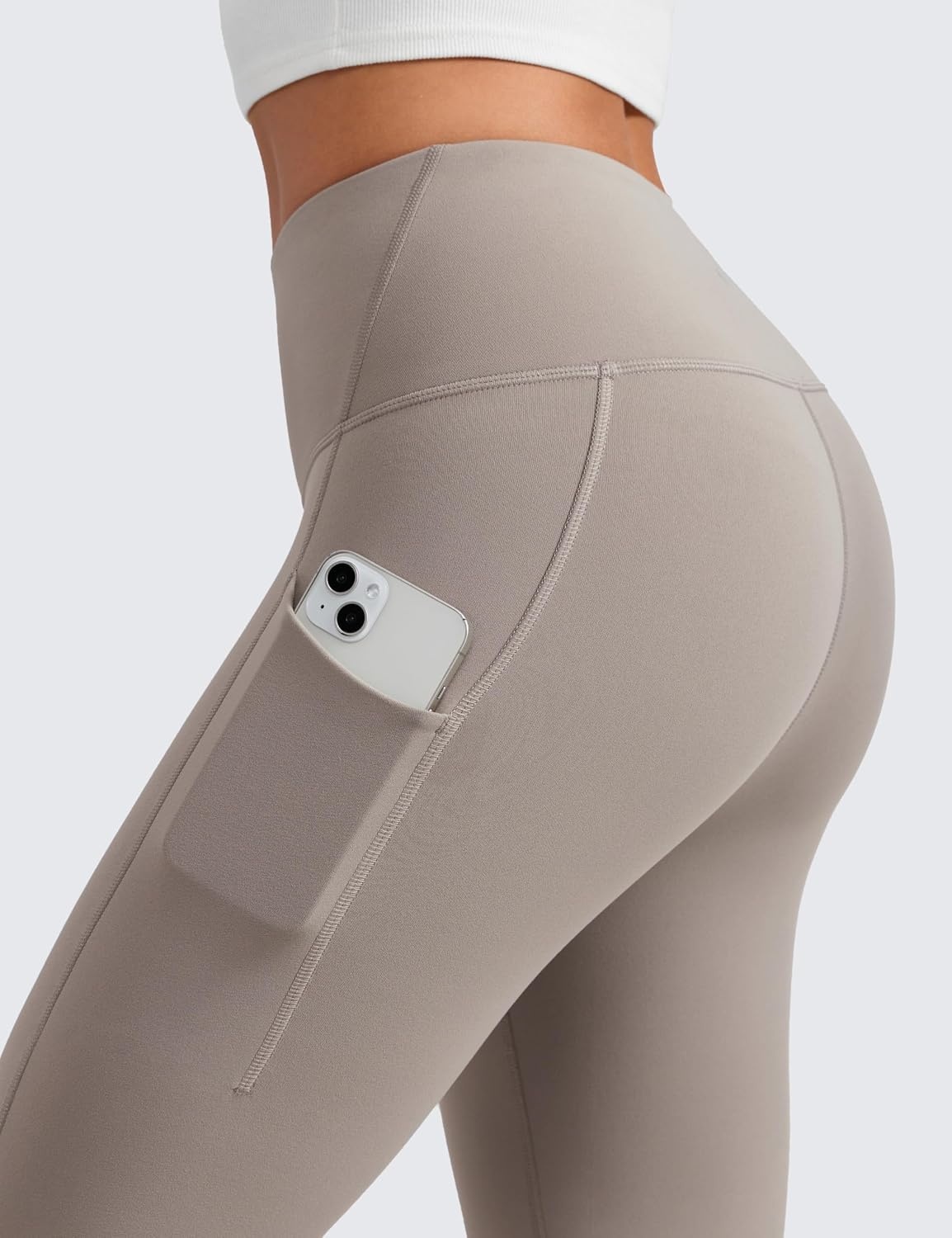 image:imageCRZ YOGA WaterResistant Fleece Athletic Leggings Pockets 28 Matte Thermal Hiking Casual Workout Womens PantsCreamy Latte