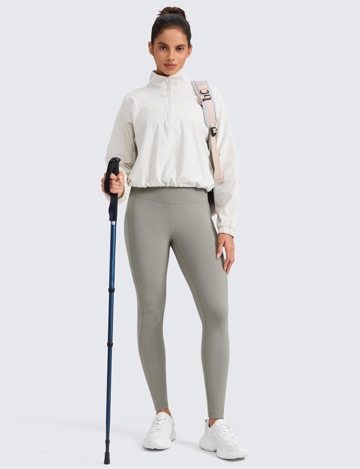 image:imageCRZ YOGA WaterResistant Fleece Athletic Leggings Pockets 28 Matte Thermal Hiking Casual Workout Womens PantsRock Grey