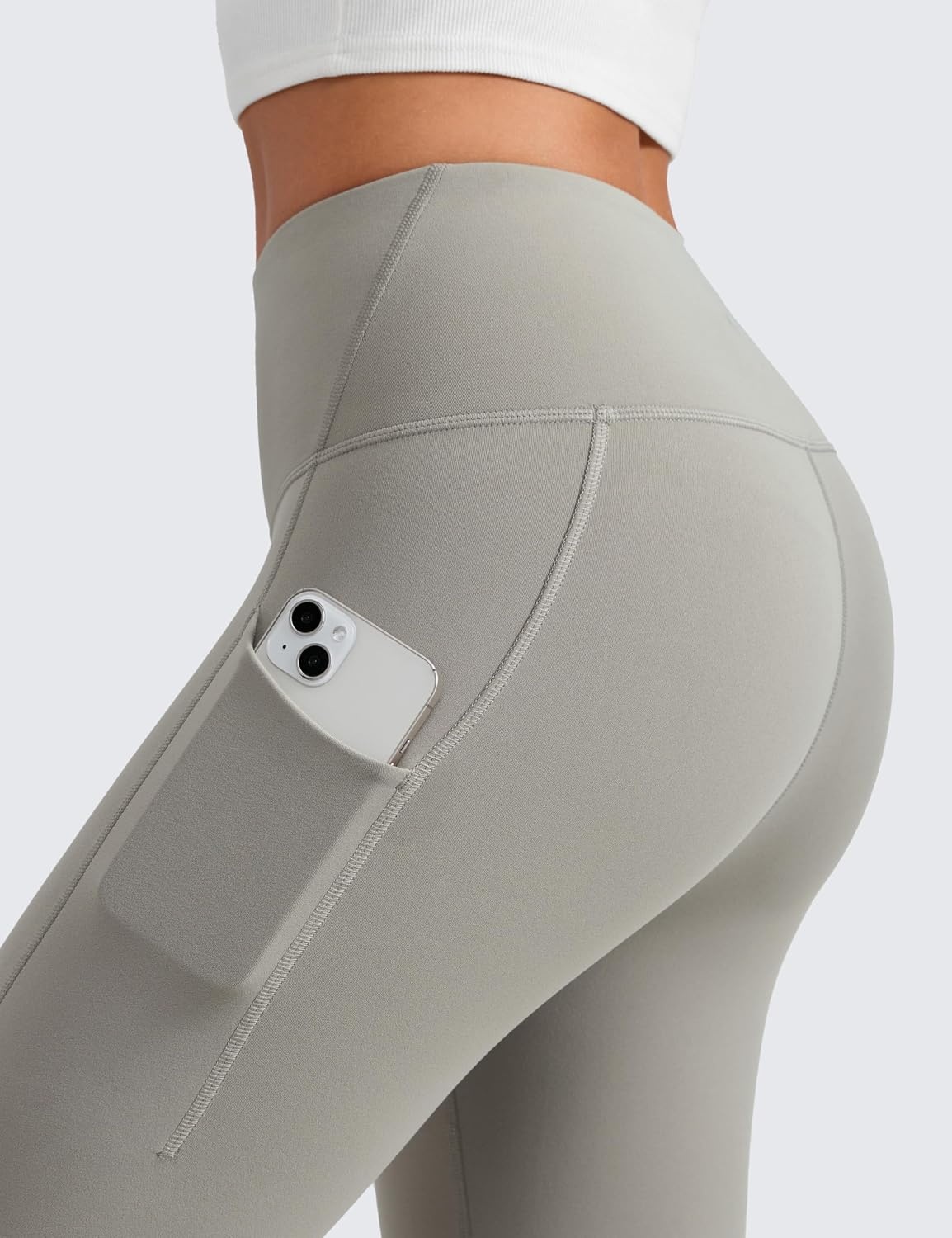 image:imageCRZ YOGA WaterResistant Fleece Athletic Leggings Pockets 28 Matte Thermal Hiking Casual Workout Womens PantsRock Grey