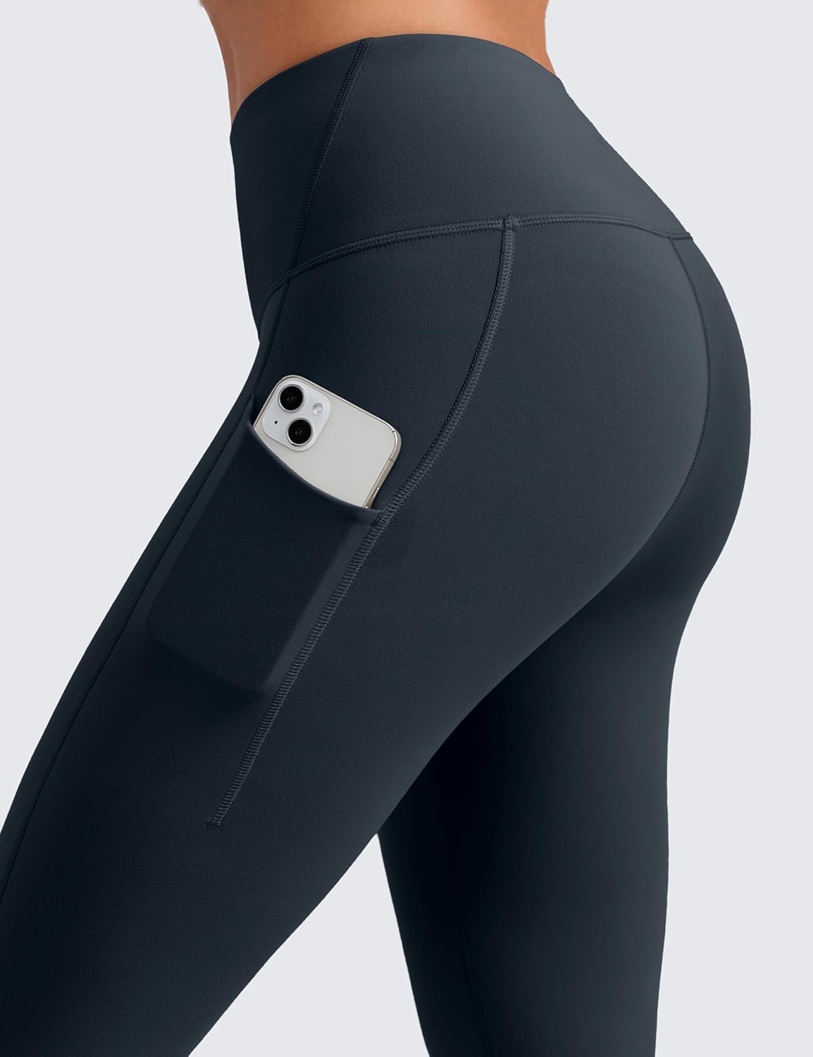 image:imageCRZ YOGA WaterResistant Fleece Athletic Leggings Pockets 28 Matte Thermal Hiking Casual Workout Womens PantsTrue Navy