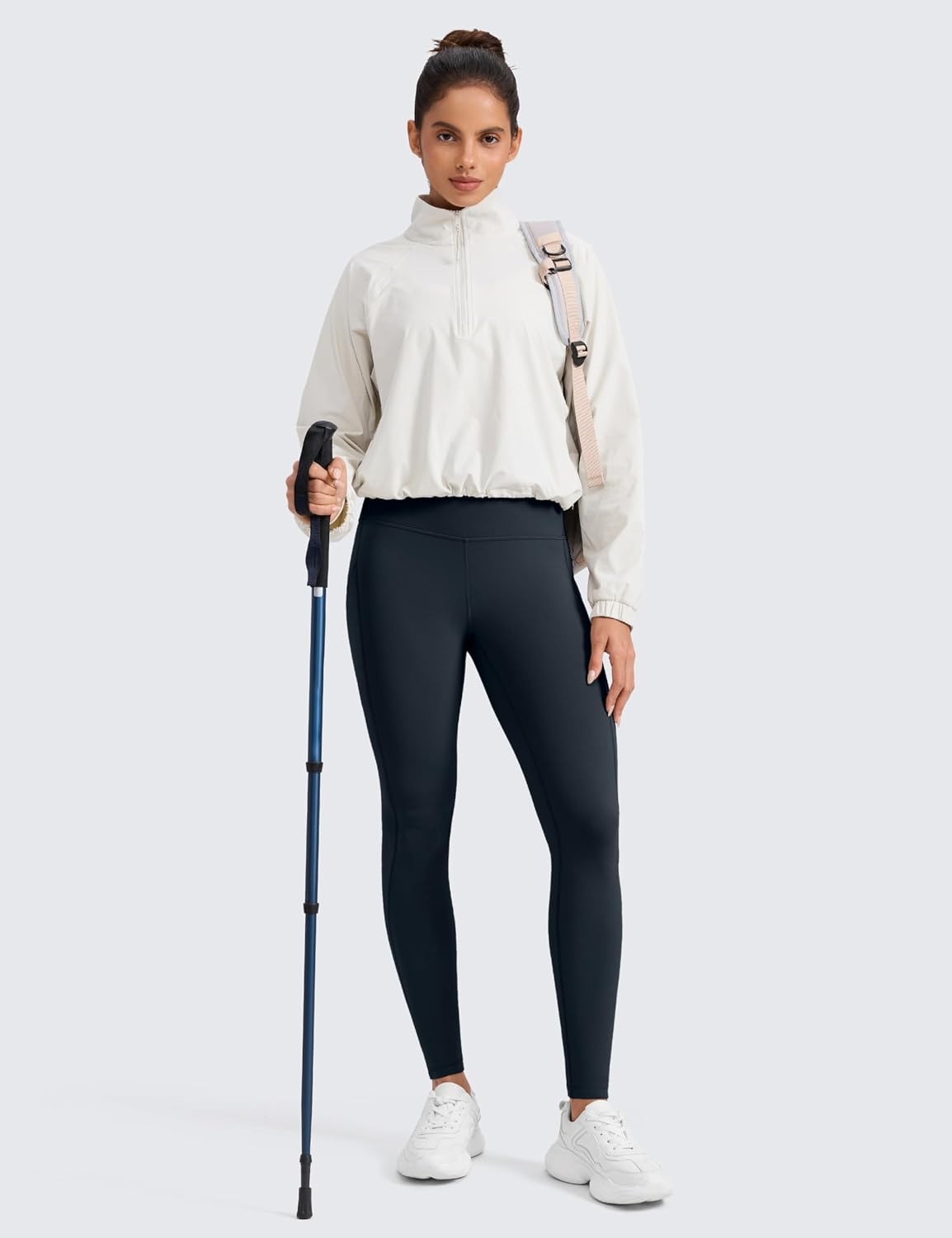 image:imageCRZ YOGA WaterResistant Fleece Athletic Leggings Pockets 28 Matte Thermal Hiking Casual Workout Womens PantsTrue Navy