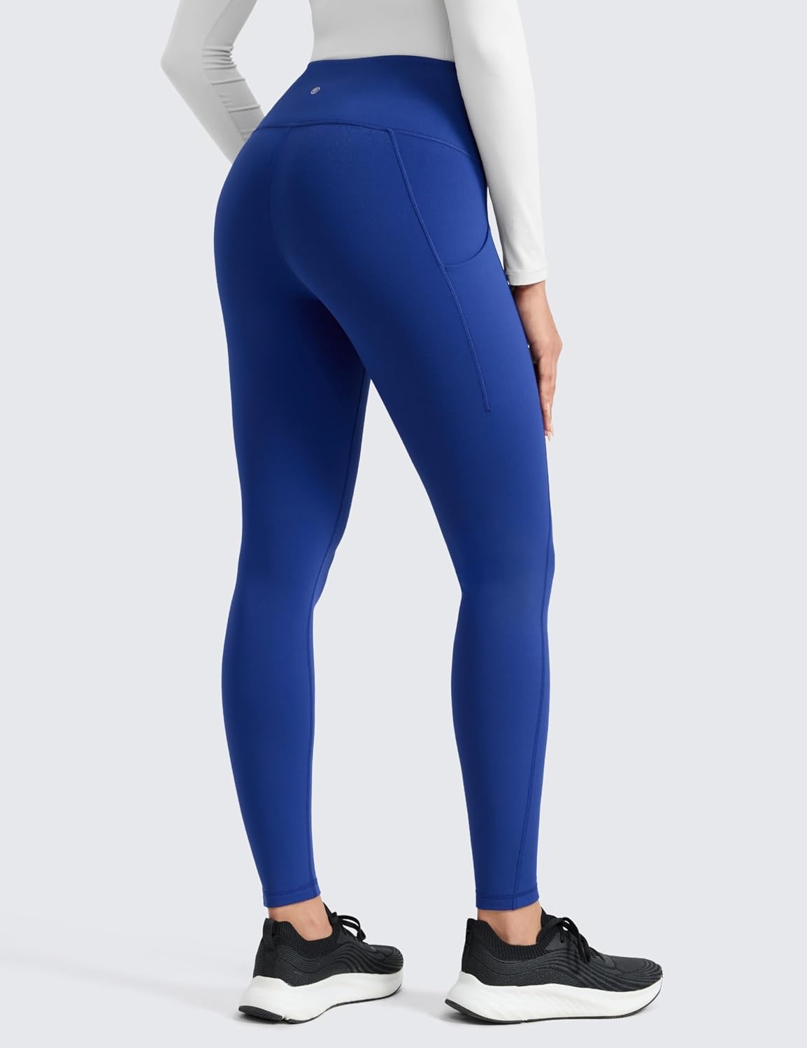 image:imageCRZ YOGA WaterResistant Fleece Athletic Leggings Pockets 28 Matte Thermal Hiking Casual Workout Womens PantsWaves Blue