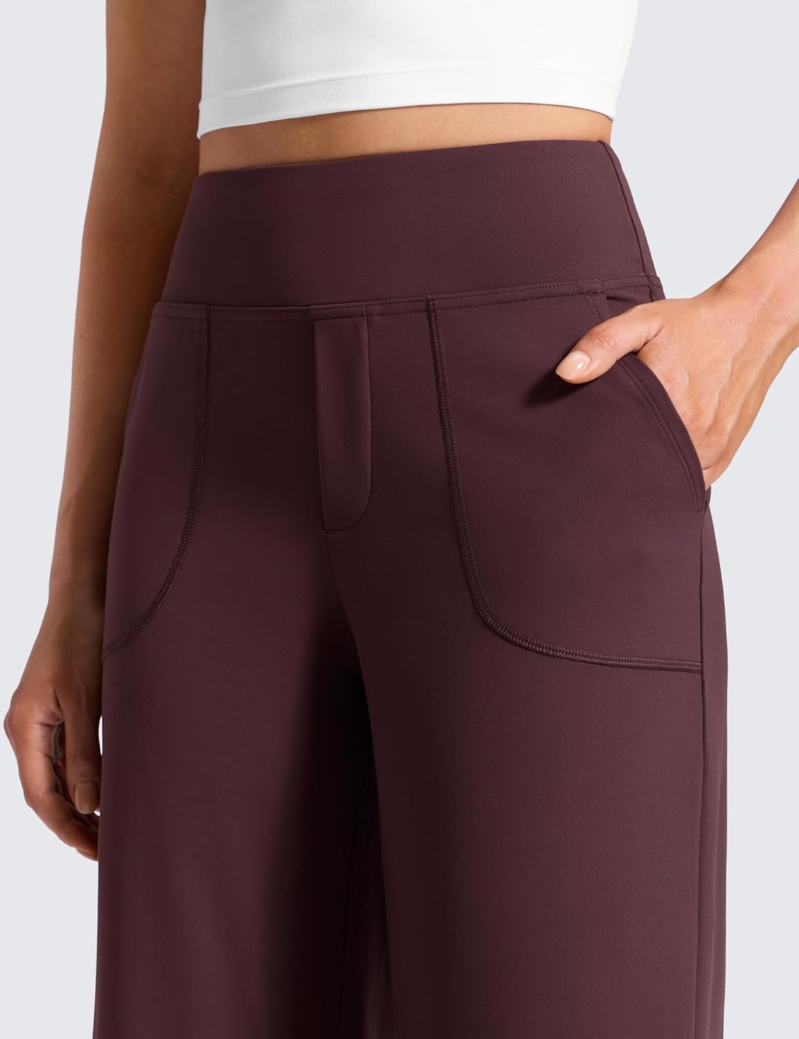 image:imageCRZ YOGA Wide Leg Yoga Pants Pockets 30 High Waisted Womens Sweatpants Lounge Dress Casual WorkRipe Plum