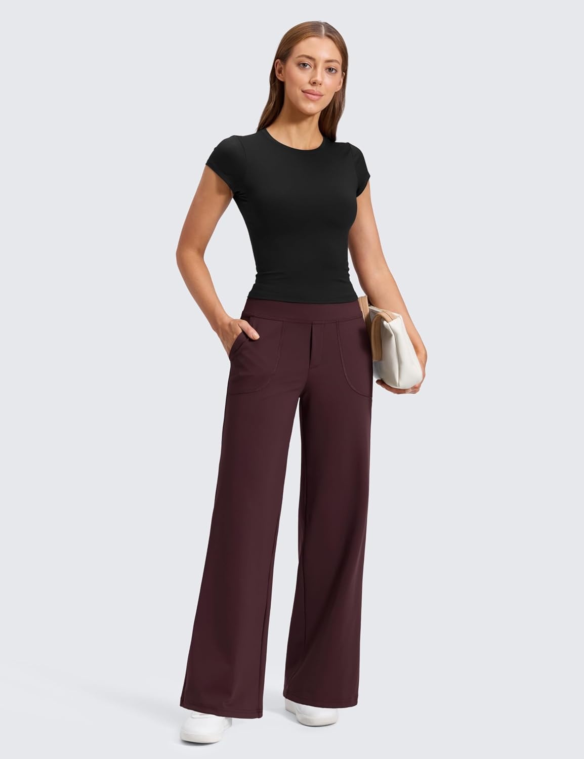 image:imageCRZ YOGA Wide Leg Yoga Pants Pockets 30 High Waisted Womens Sweatpants Lounge Dress Casual WorkRipe Plum
