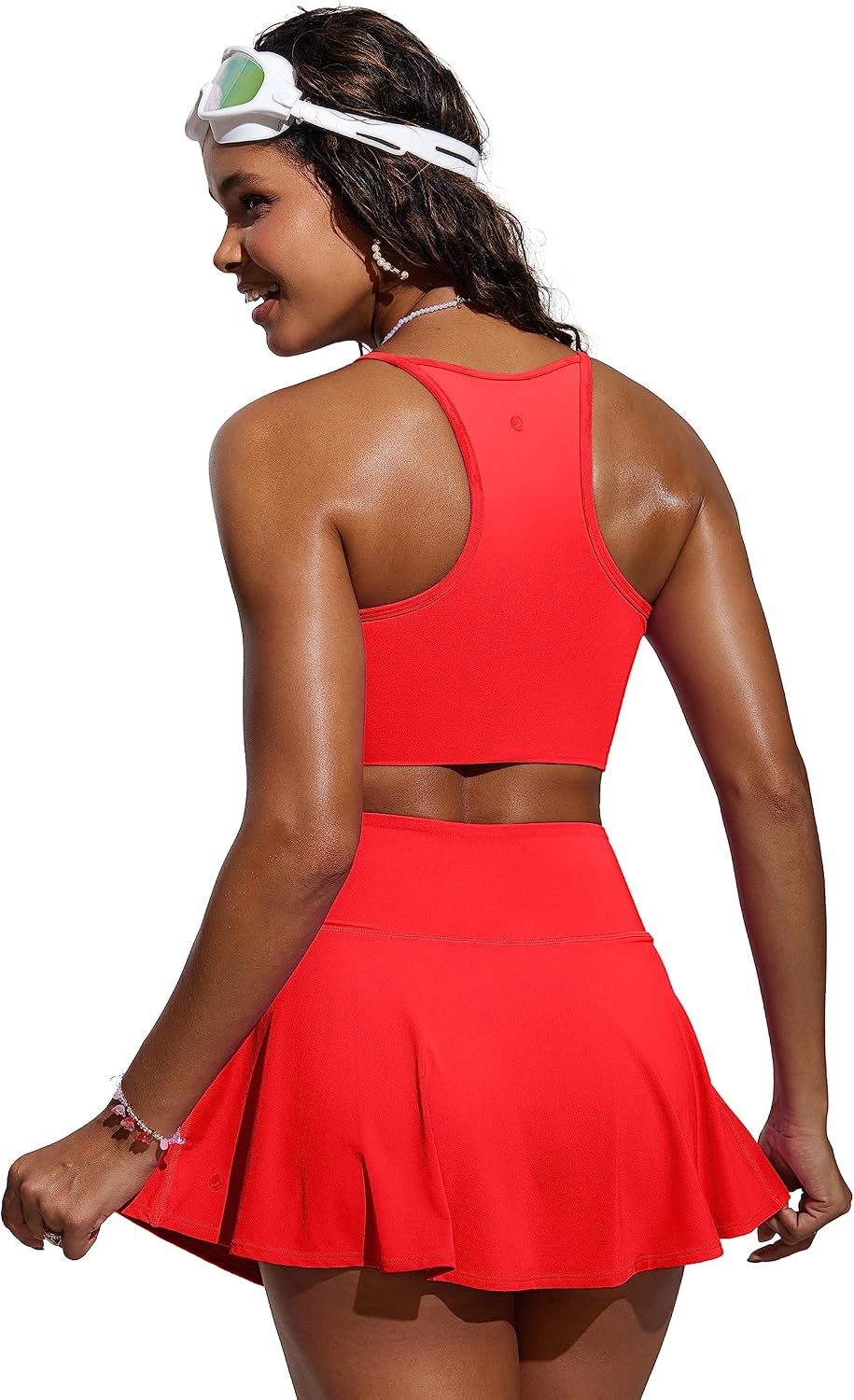 image:imageCRZ YOGA Womens Bikini Tops High Neck Swimsuit Racerback Padded Bathing Suit Sexy SwimwearDark Red