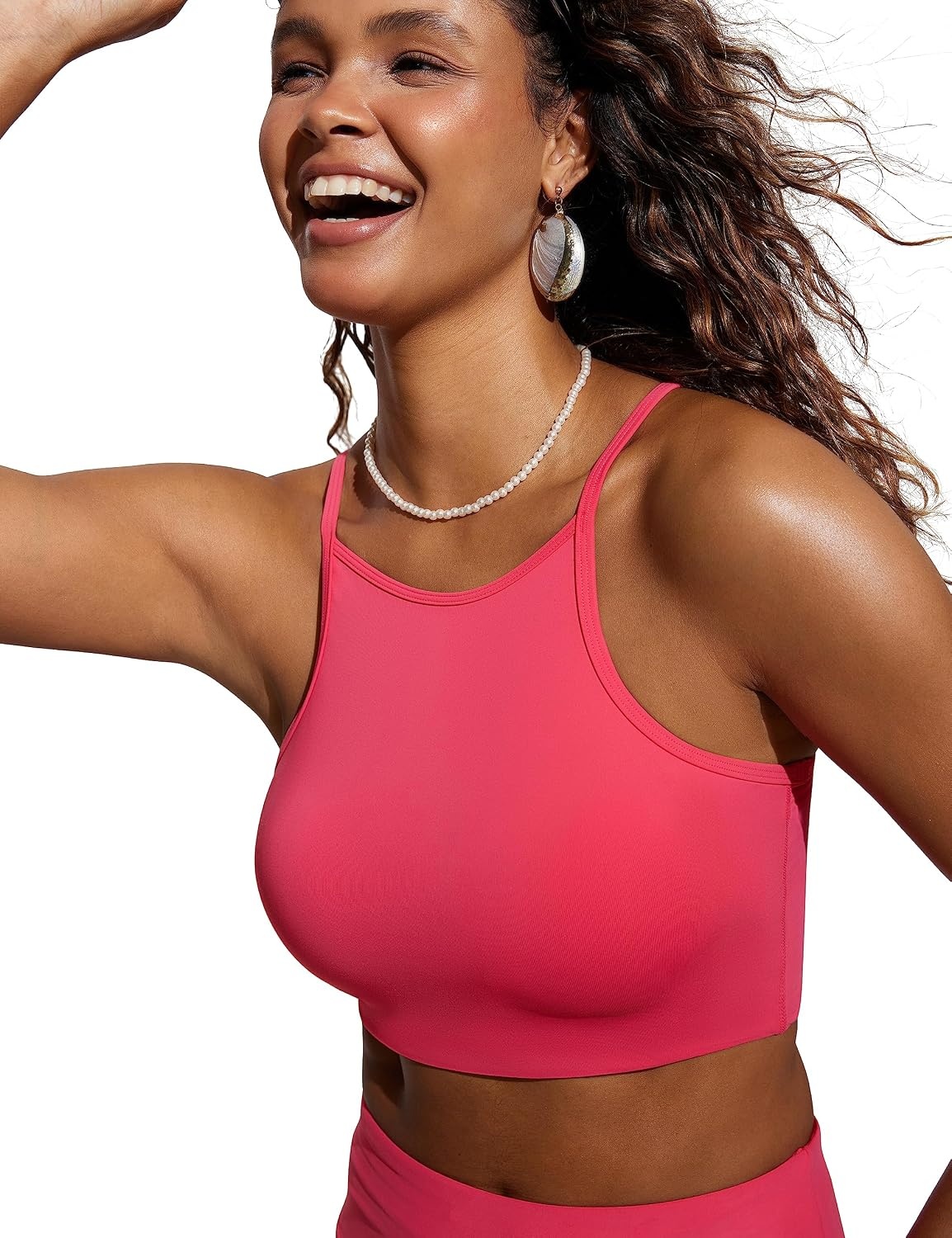 image:imageCRZ YOGA Womens Bikini Tops High Neck Swimsuit Racerback Padded Bathing Suit Sexy SwimwearMagenta