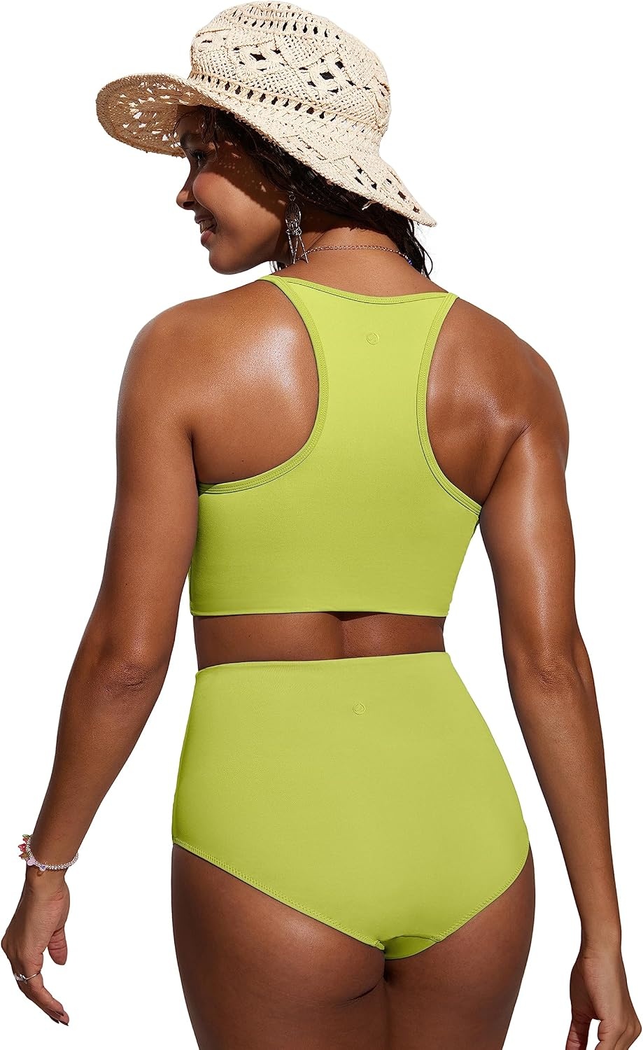 image:imageCRZ YOGA Womens Bikini Tops High Neck Swimsuit Racerback Padded Bathing Suit Sexy SwimwearPrimrose Yellow