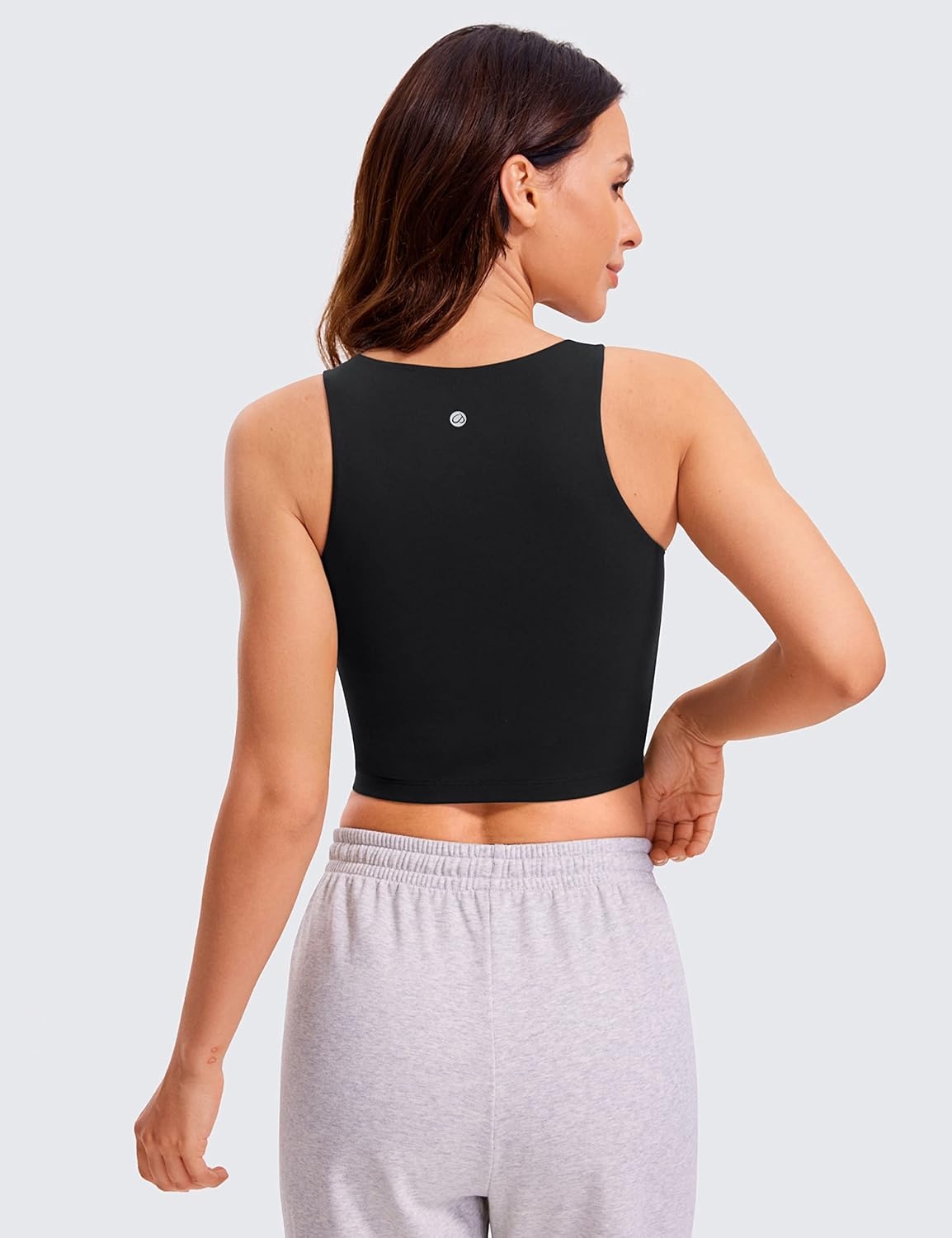 image:imageCRZ YOGA Womens Butterluxe Double Lined Cropped Tops High Neck Racerback Tanks Sleeveless Casual Workout Crop ShirtsBlack