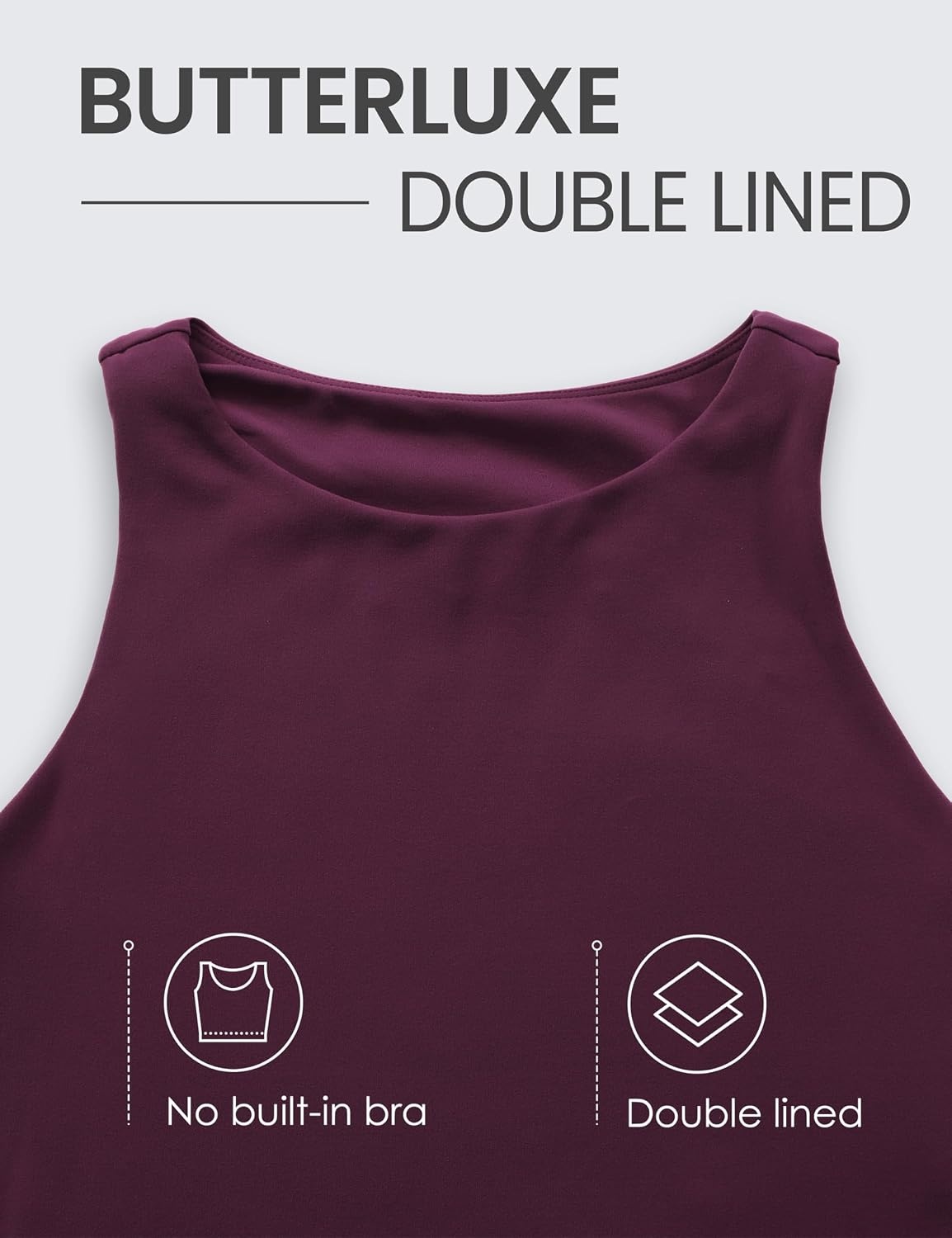 image:imageCRZ YOGA Womens Butterluxe Double Lined Cropped Tops High Neck Racerback Tanks Sleeveless Casual Workout Crop ShirtsDeep Purple