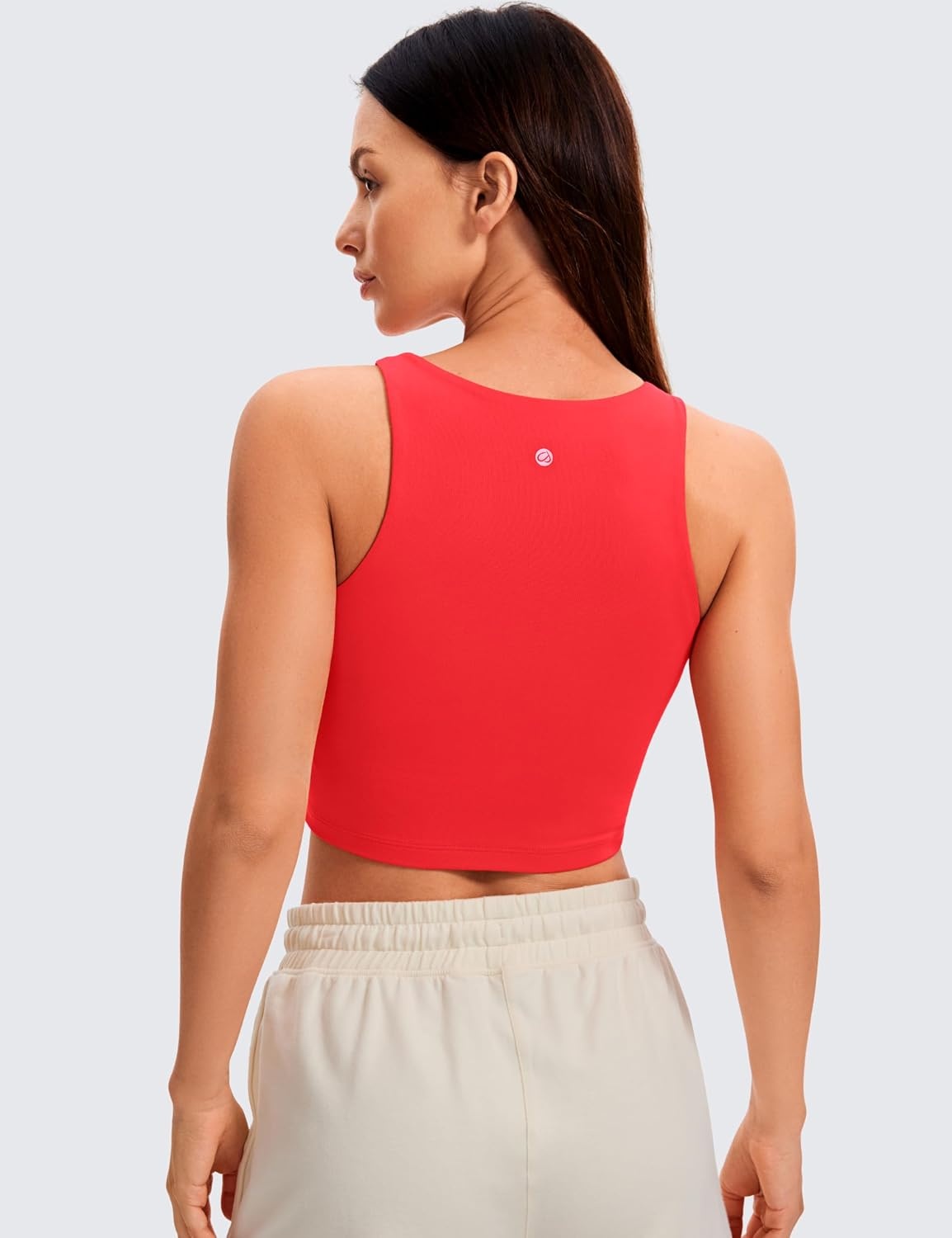 image:imageCRZ YOGA Womens Butterluxe Double Lined Cropped Tops High Neck Racerback Tanks Sleeveless Casual Workout Crop ShirtsDeep Red