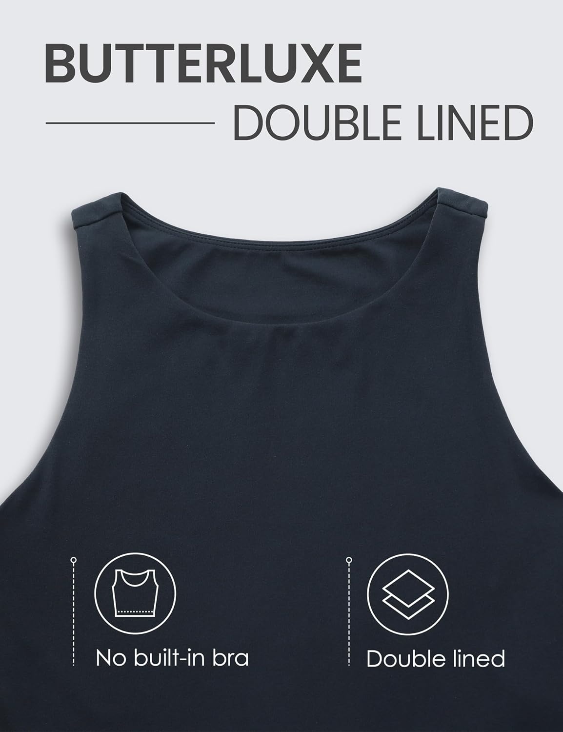 image:imageCRZ YOGA Womens Butterluxe Double Lined Cropped Tops High Neck Racerback Tanks Sleeveless Casual Workout Crop ShirtsTrue Navy