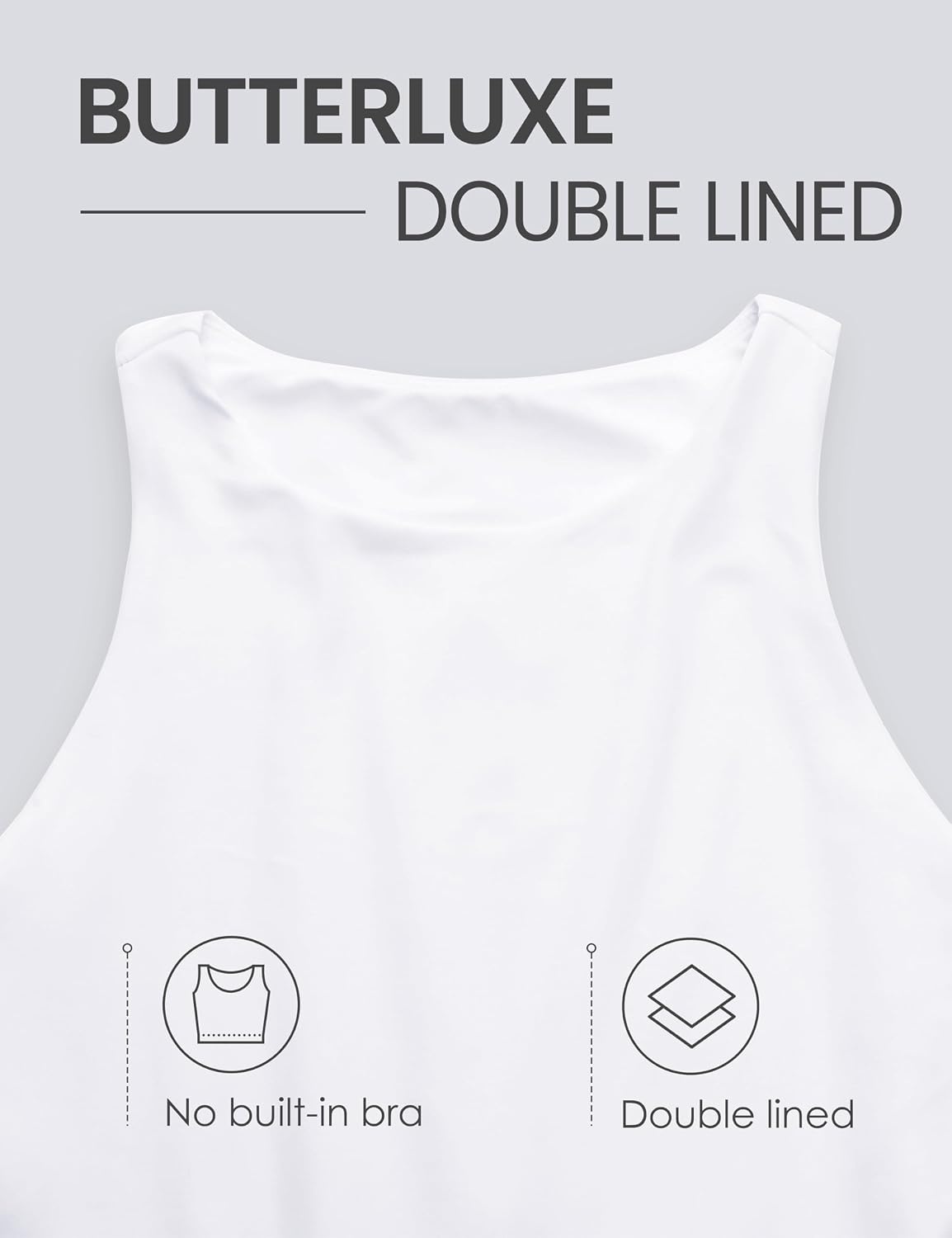 image:imageCRZ YOGA Womens Butterluxe Double Lined Cropped Tops High Neck Racerback Tanks Sleeveless Casual Workout Crop ShirtsWhite