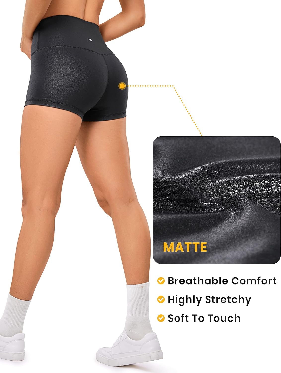 image:imageCRZ YOGA Womens Butterluxe Matte Faux Leather Biker Shorts 25 High Waist Workout Yoga SpandexBlack