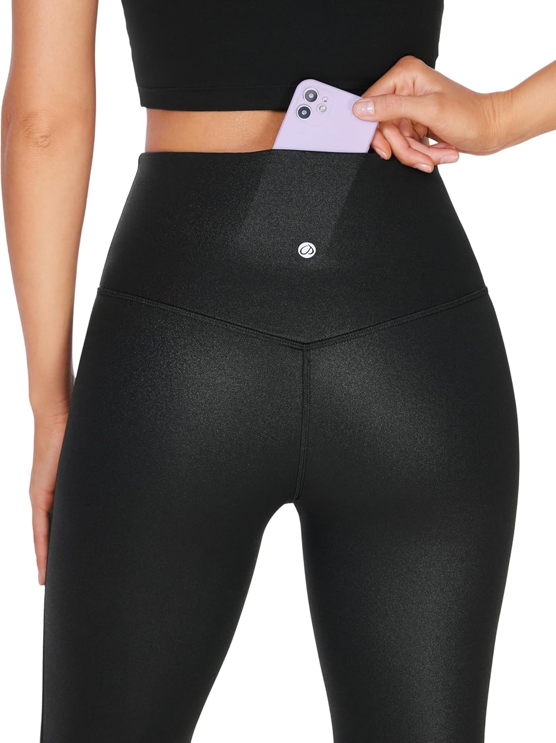 image:imageCRZ YOGA Womens Butterluxe Matte Faux Leather Flare Leggings 32 Inches High Waist Wide Leg Bootcut Yoga PantsFaux Leather Black