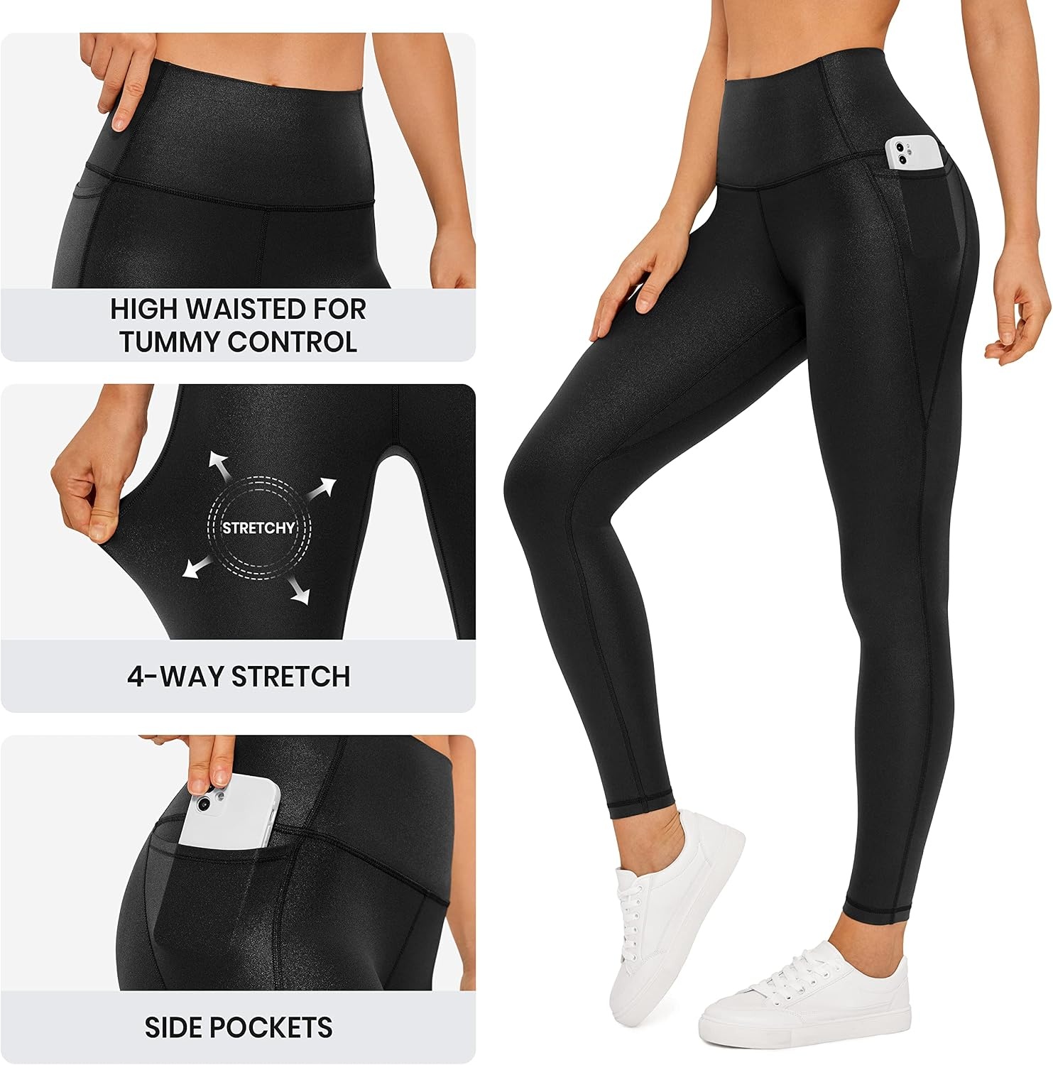 image:imageCRZ YOGA Womens Butterluxe Matte Faux Leather Leggings 28 High Waisted Pockets Buttery Soft LoungeBlack Classic