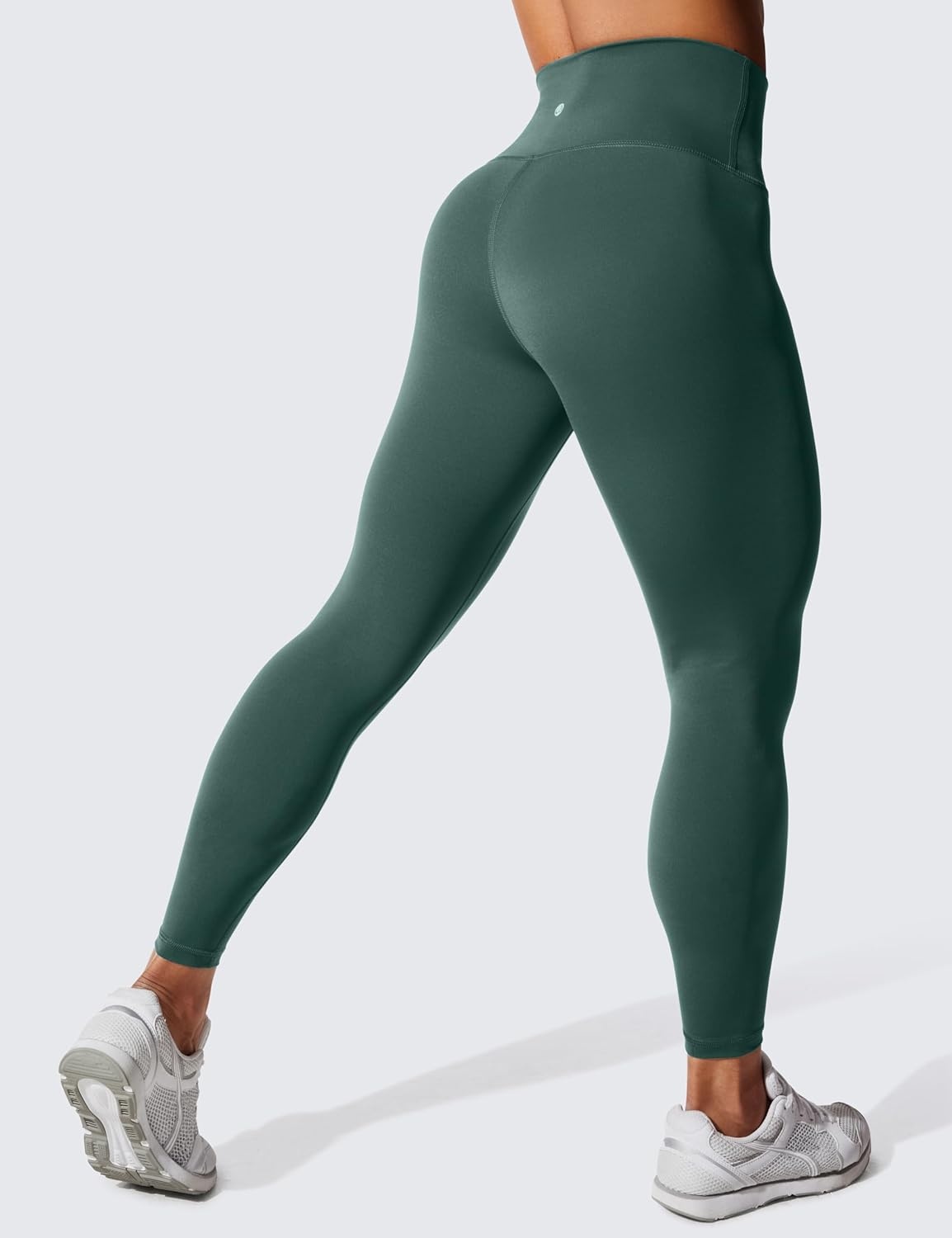 image:imageCRZ YOGA Womens Hugged Feeling Compression Leggings 25 Inches Thick High Waisted Tummy Control Workout Pants TightsDark Forest Green