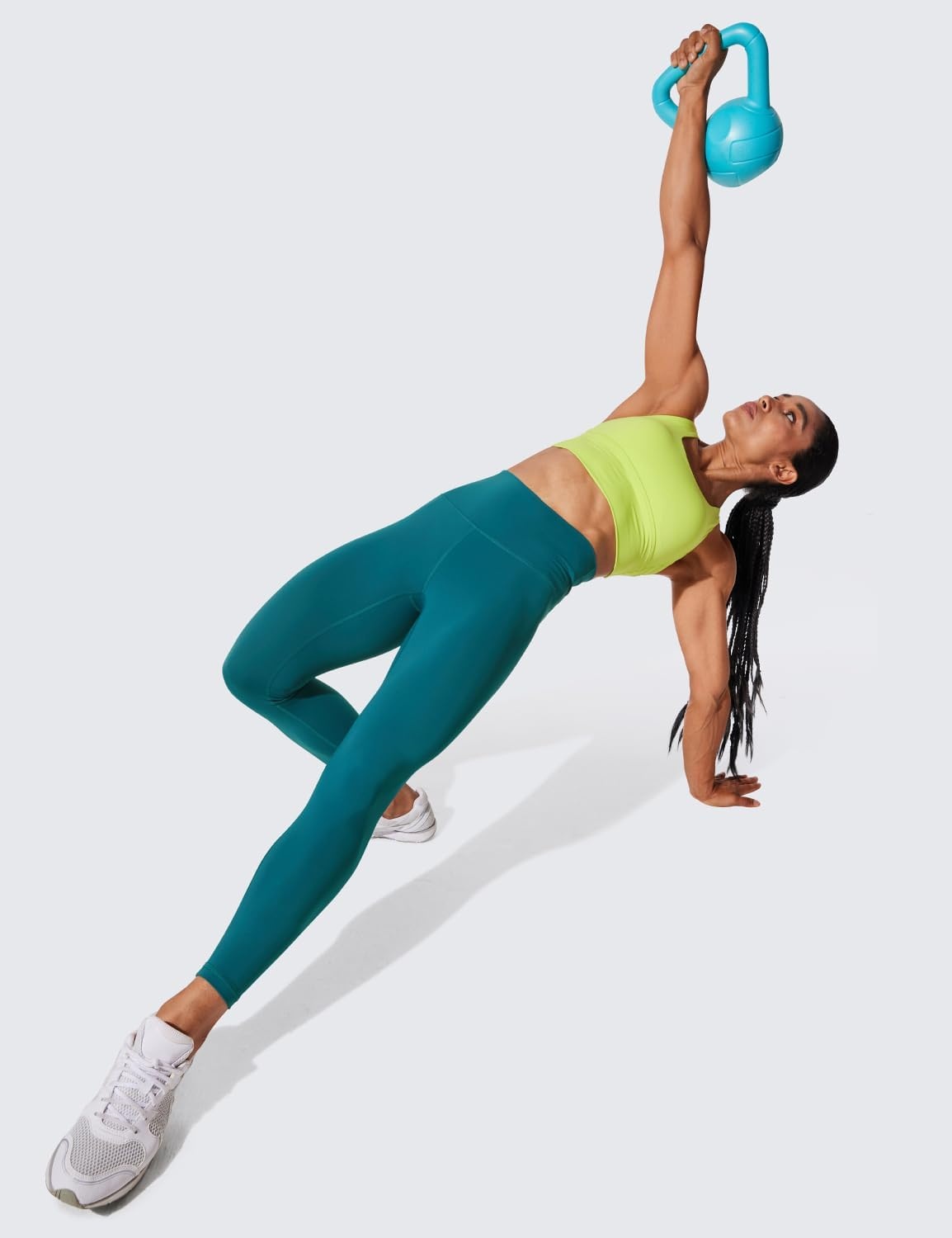 image:imageCRZ YOGA Womens Hugged Feeling Compression Leggings 25 Inches Thick High Waisted Tummy Control Workout Pants TightsGreen Jade