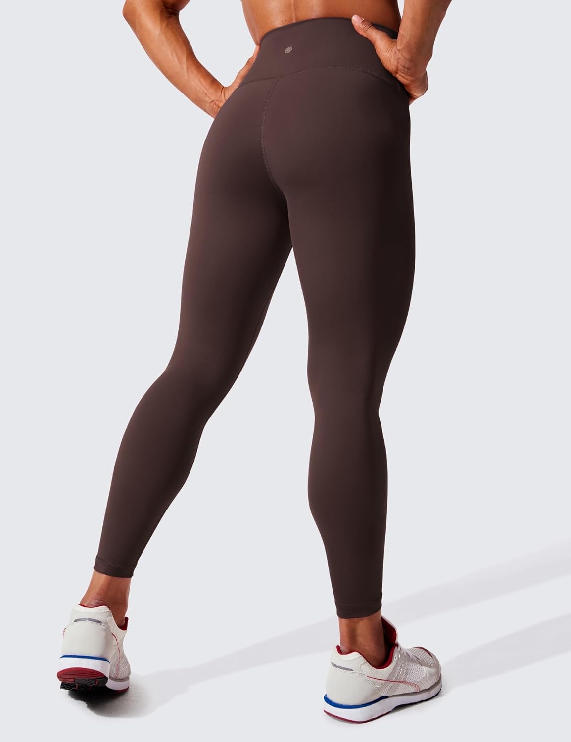 image:imageCRZ YOGA Womens Hugged Feeling Compression Leggings 25 Inches Thick High Waisted Tummy Control Workout Pants TightsHot Fudge Brown