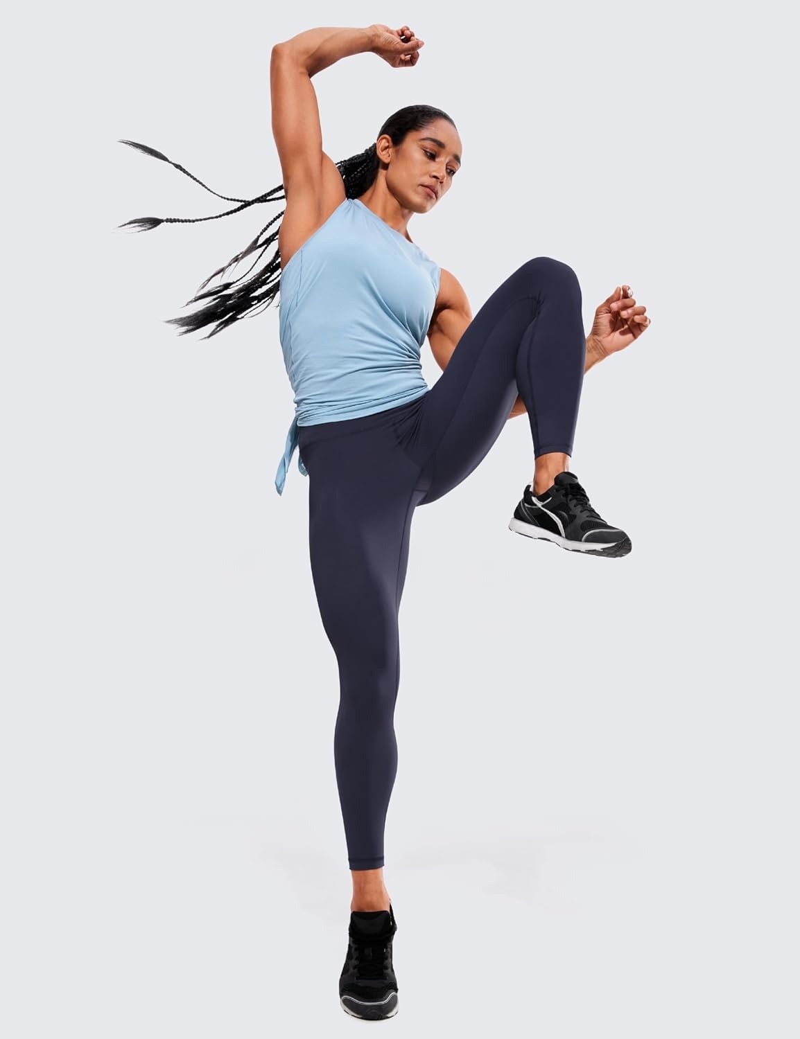 image:imageCRZ YOGA Womens Hugged Feeling Compression Leggings 25 Inches Thick High Waisted Tummy Control Workout Pants TightsNavy