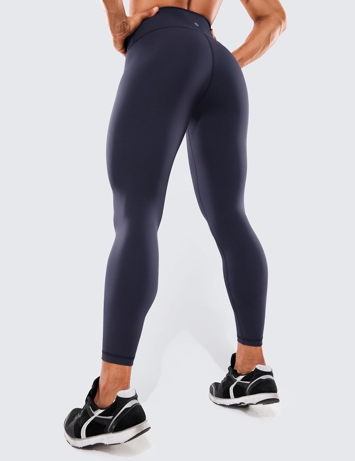 image:imageCRZ YOGA Womens Hugged Feeling Compression Leggings 25 Inches Thick High Waisted Tummy Control Workout Pants TightsNavy