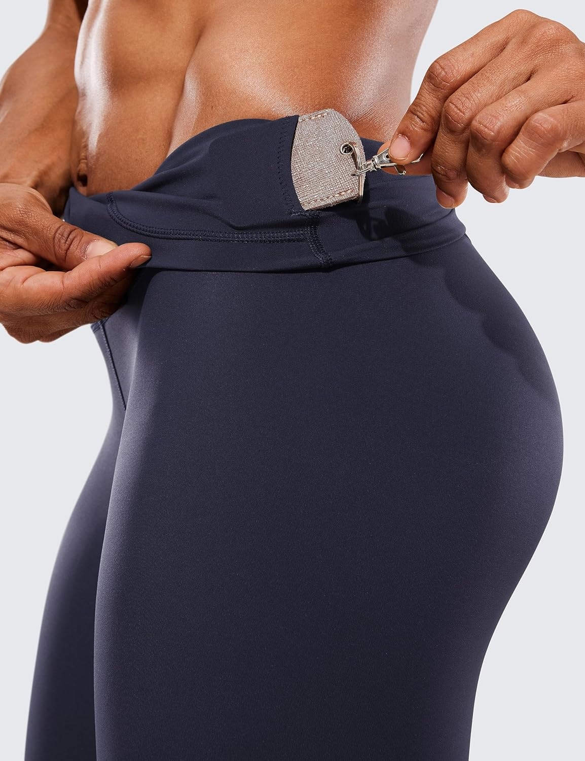 image:imageCRZ YOGA Womens Hugged Feeling Compression Leggings 25 Inches Thick High Waisted Tummy Control Workout Pants TightsNavy