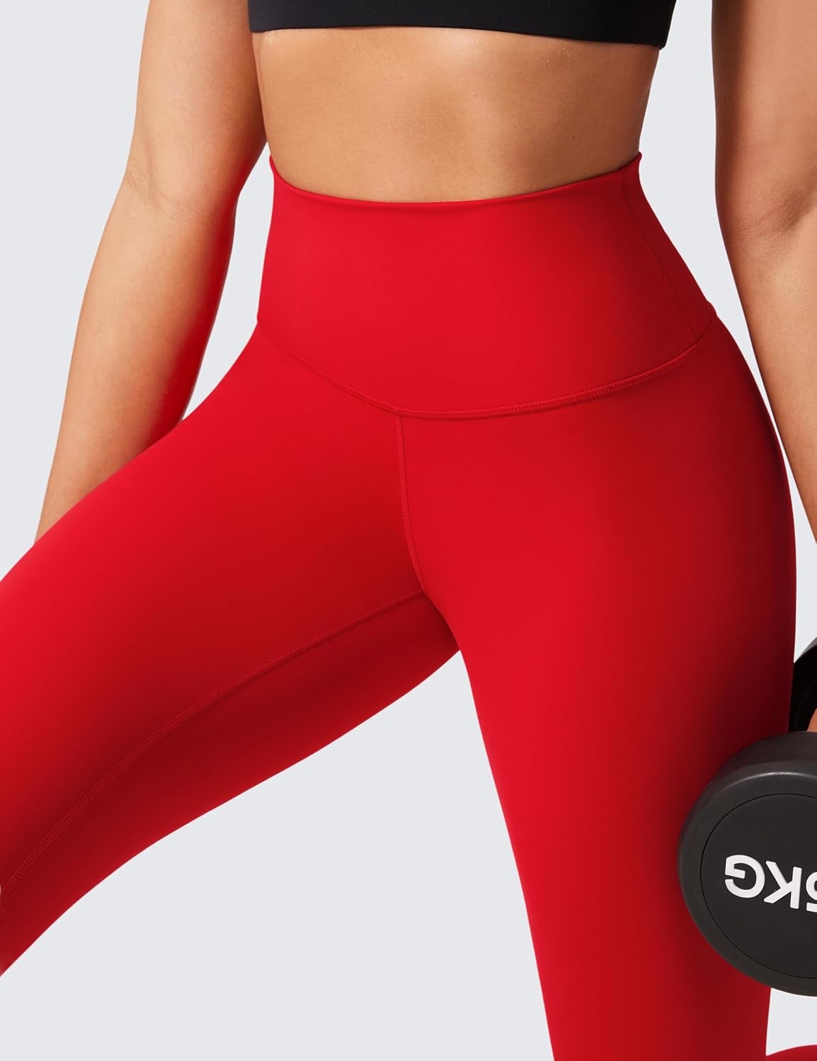 image:imageCRZ YOGA Womens Hugged Feeling Compression Leggings 25 Inches Thick High Waisted Tummy Control Workout Pants TightsRed Chili