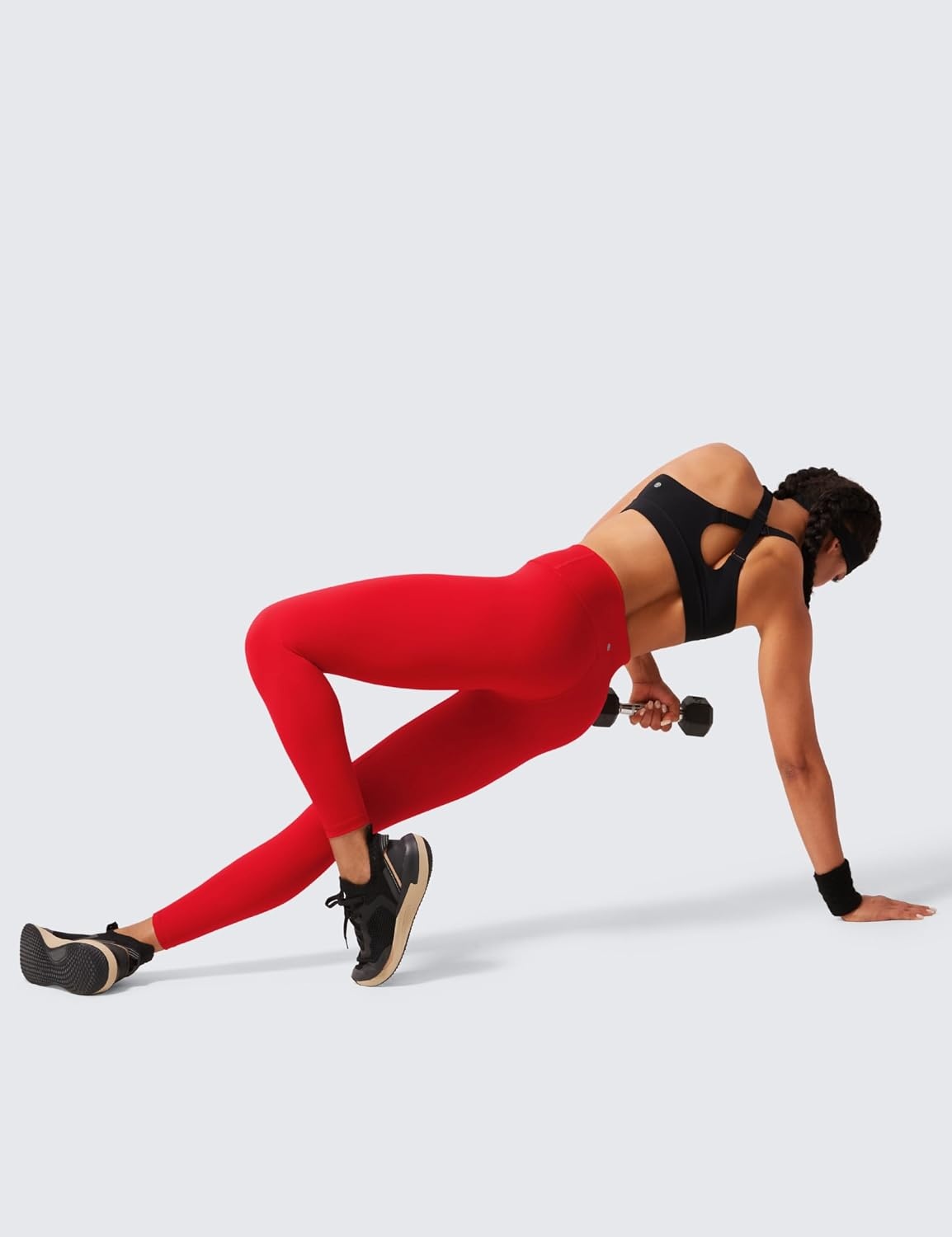 image:imageCRZ YOGA Womens Hugged Feeling Compression Leggings 25 Inches Thick High Waisted Tummy Control Workout Pants TightsRed Chili