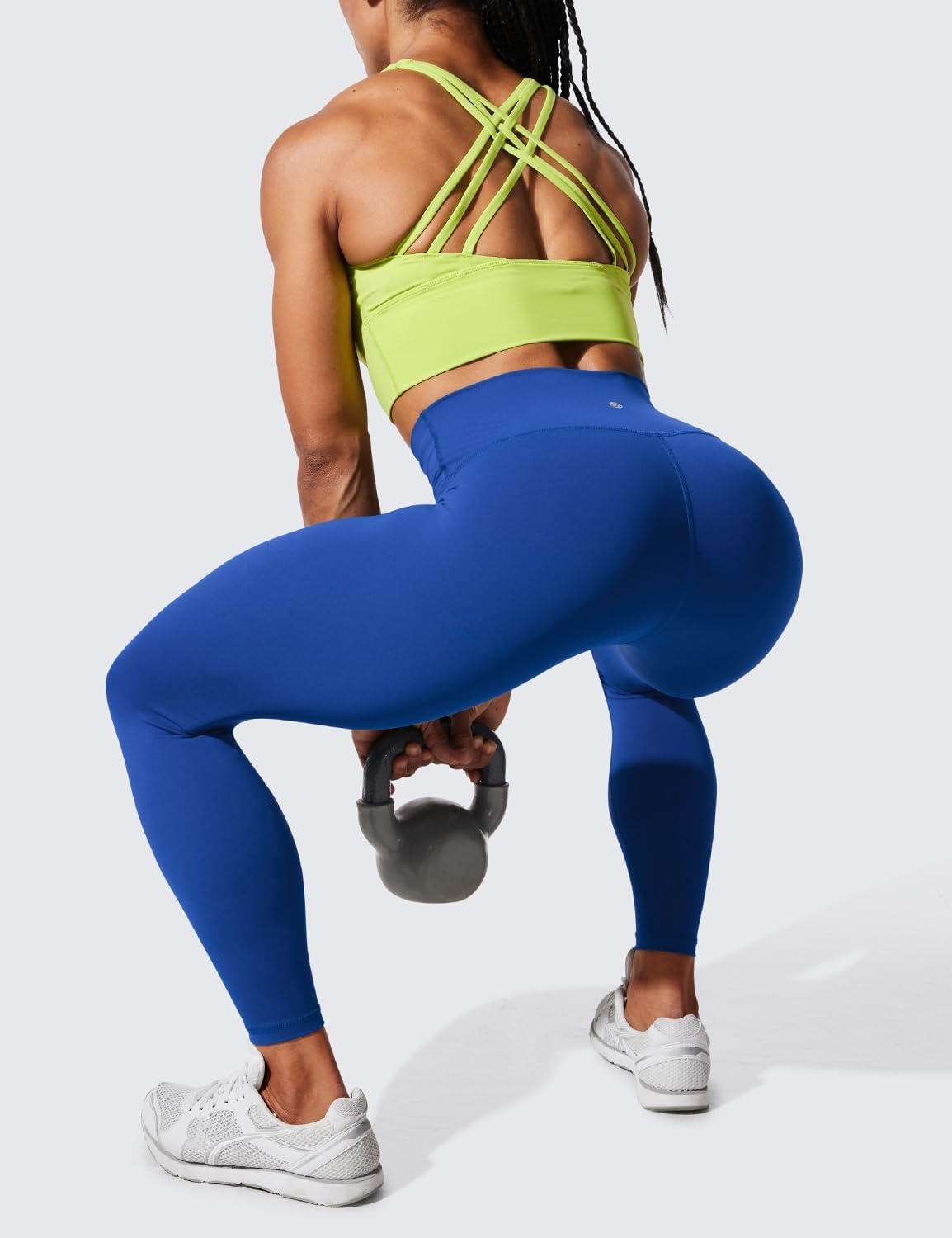 image:imageCRZ YOGA Womens Hugged Feeling Compression Leggings 25 Inches Thick High Waisted Tummy Control Workout Pants TightsWaves Blue