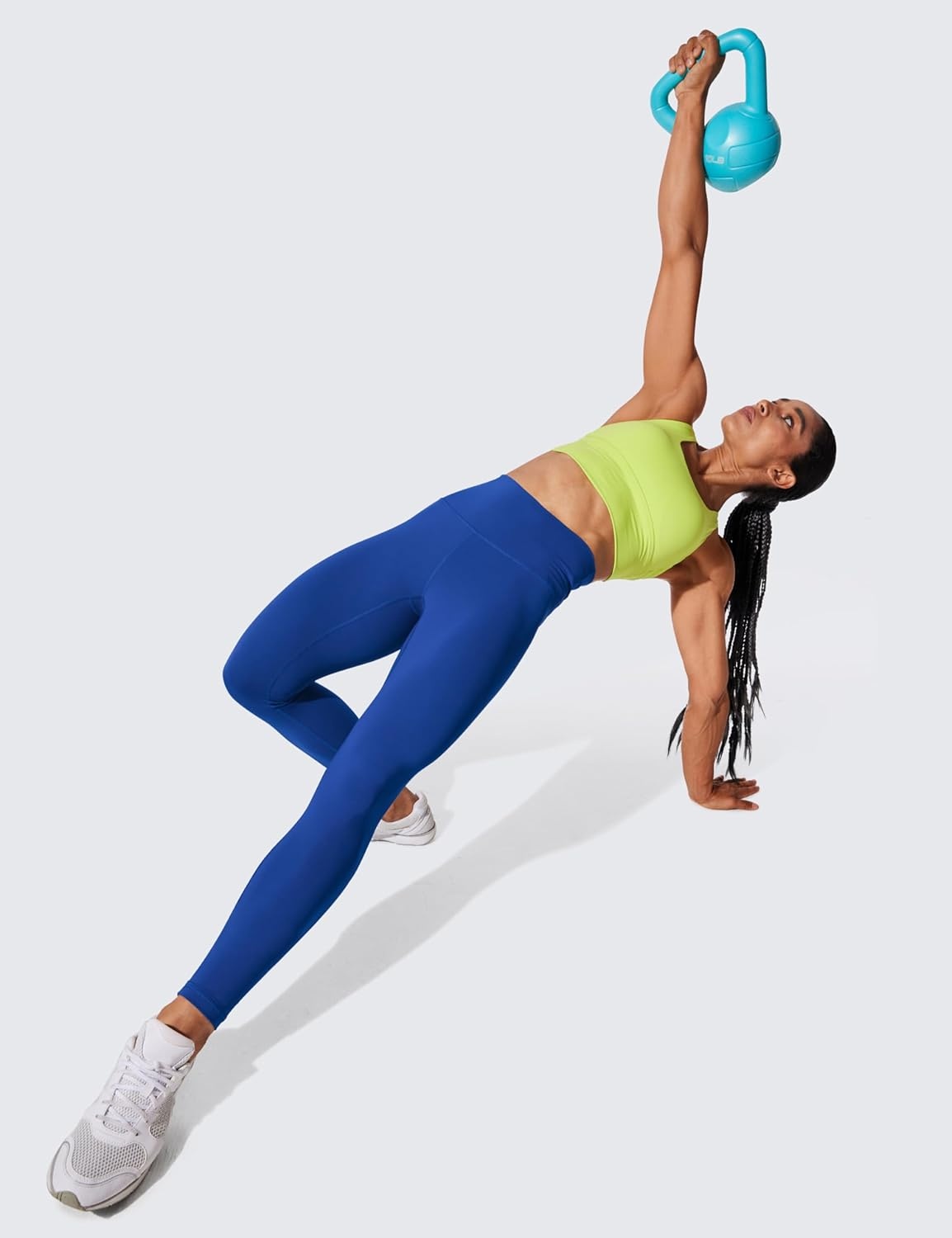 image:imageCRZ YOGA Womens Hugged Feeling Compression Leggings 28 Inches High Waist Thick Tummy Control Workout PantsWaves Blue