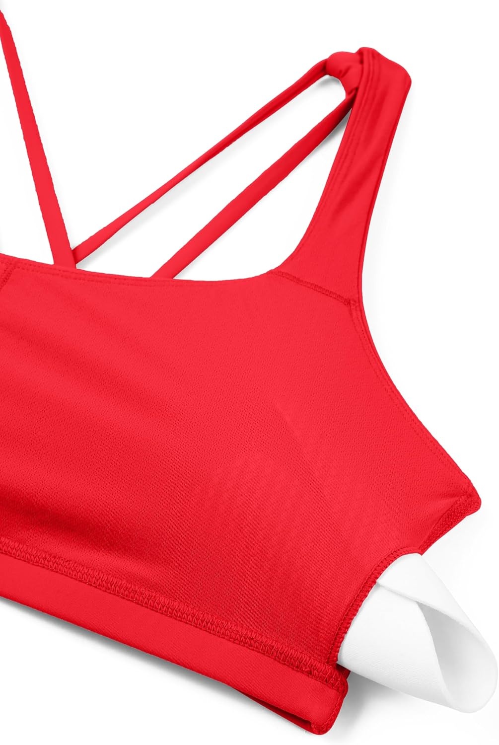 image:imageCRZ YOGA Womens Light Support Strappy Sports Bra Low Cut Wirefree Padded Yoga Cami Criss Cross BackDeep Red