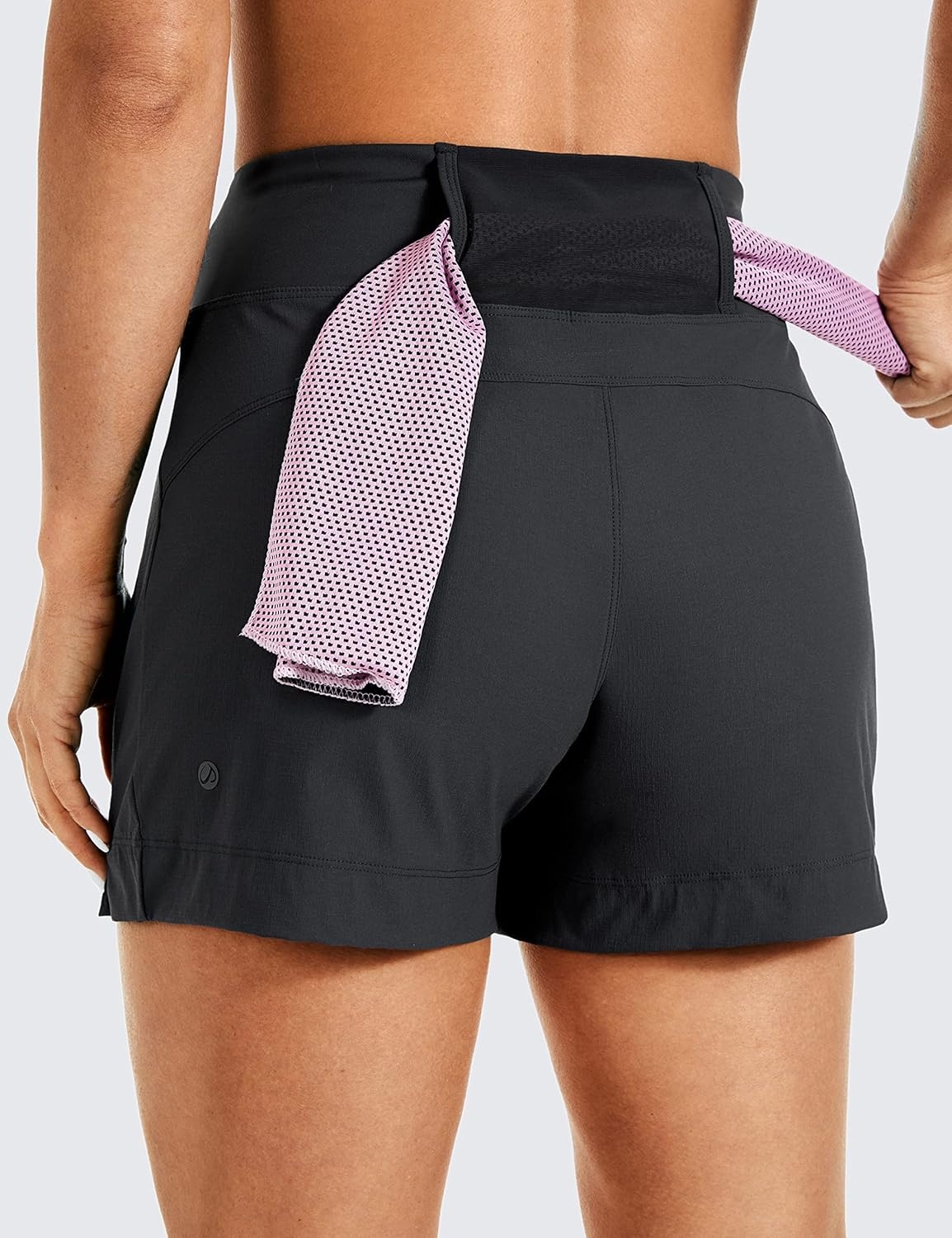 image:imageCRZ YOGA Womens Lightweight Mid Rise Hiking Shorts 4 Stretch for Athletic Summer Travel Outdoor Golf with Zip PocketsInk Gray