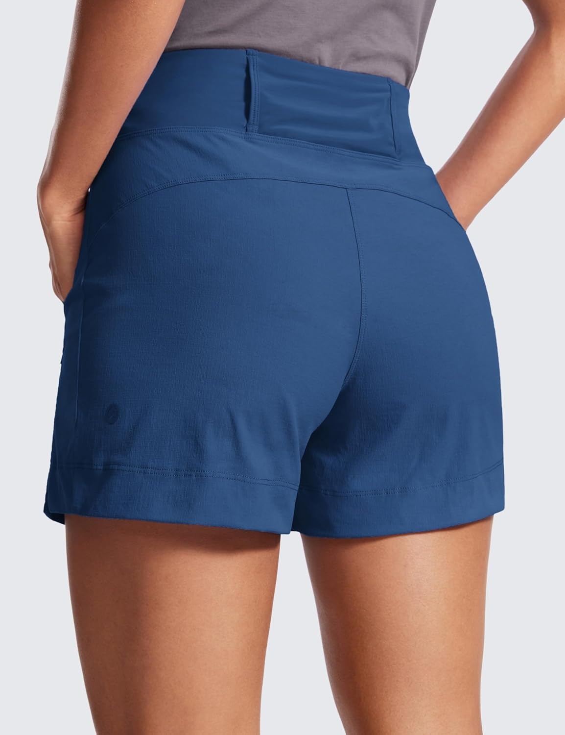 image:imageCRZ YOGA Womens Lightweight Mid Rise Hiking Shorts 4 Stretch for Athletic Summer Travel Outdoor Golf with Zip PocketsPitch Blue