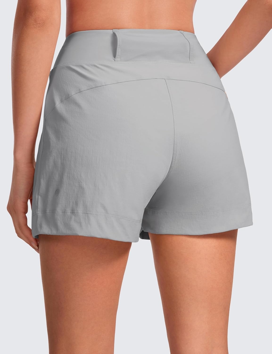 image:imageCRZ YOGA Womens Lightweight Mid Rise Hiking Shorts 4 Stretch for Athletic Summer Travel Outdoor Golf with Zip PocketsRhino Grey