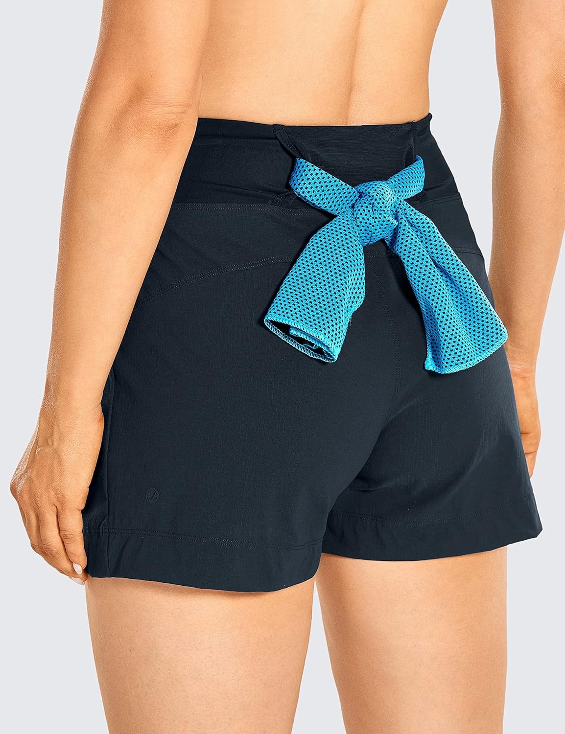image:imageCRZ YOGA Womens Lightweight Mid Rise Hiking Shorts 4 Stretch for Athletic Summer Travel Outdoor Golf with Zip PocketsTrue Navy
