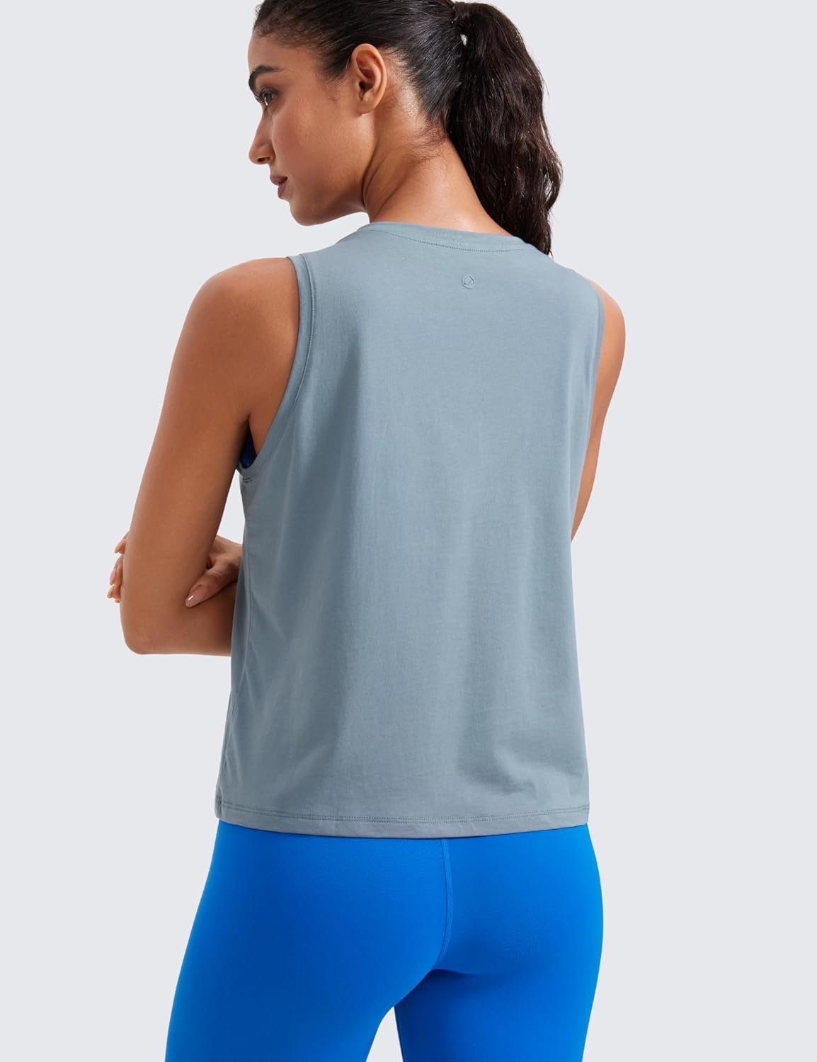 image:imageCRZ YOGA Womens Pima Cotton Sleeveless Loose Tank Tops Exercise Gym Yoga Tops Athletic ShirtsBelgian Blue