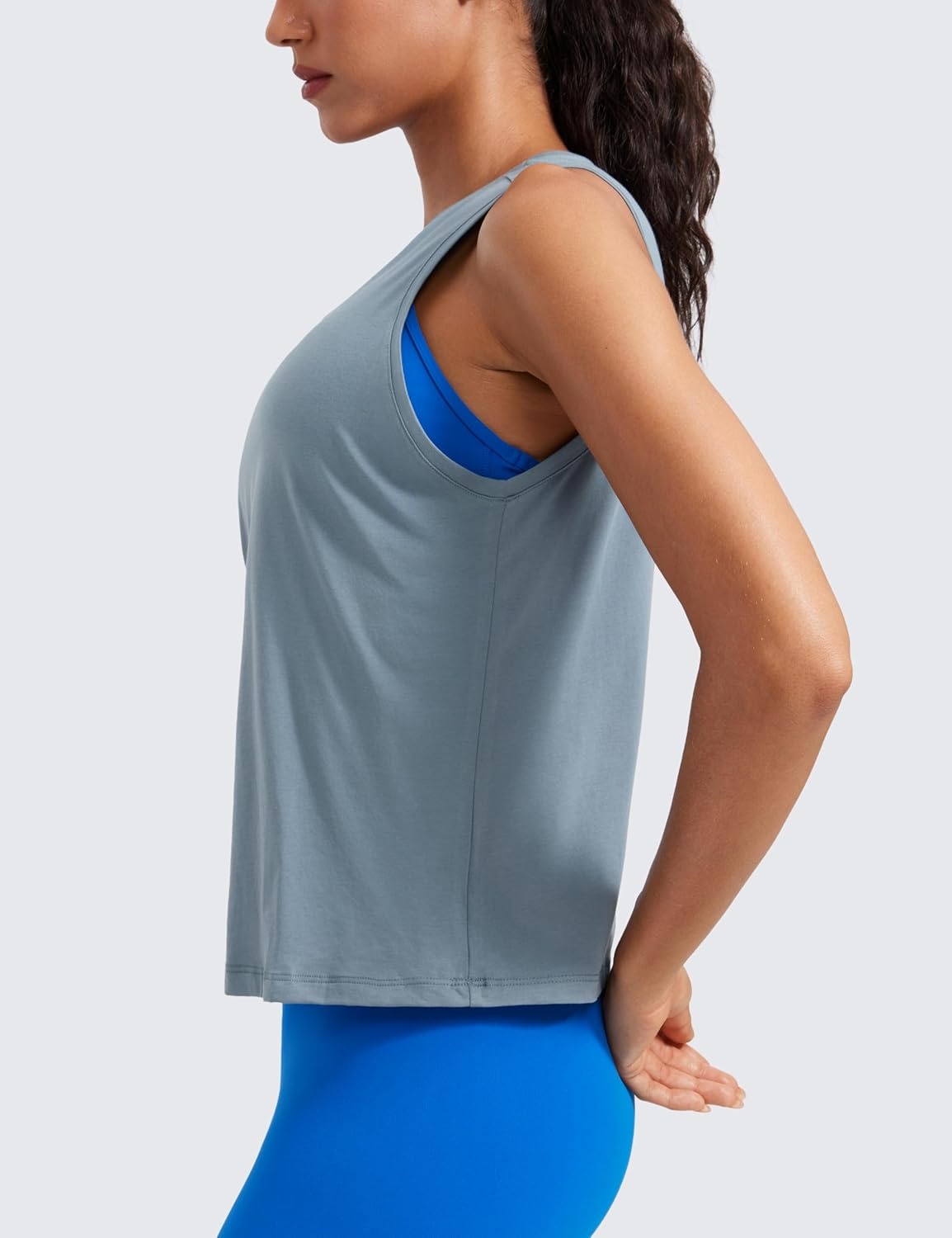 image:imageCRZ YOGA Womens Pima Cotton Sleeveless Loose Tank Tops Exercise Gym Yoga Tops Athletic ShirtsBelgian Blue