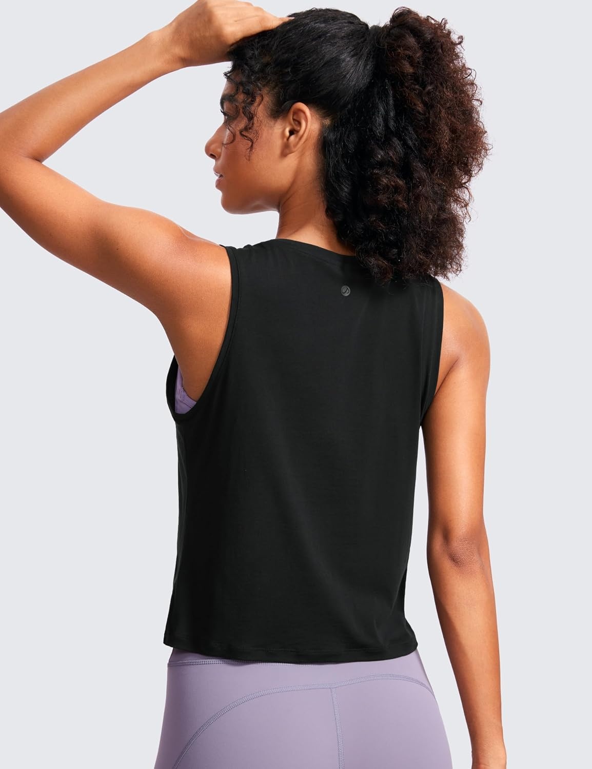 image:imageCRZ YOGA Womens Pima Cotton Sleeveless Loose Tank Tops Exercise Gym Yoga Tops Athletic ShirtsBlack